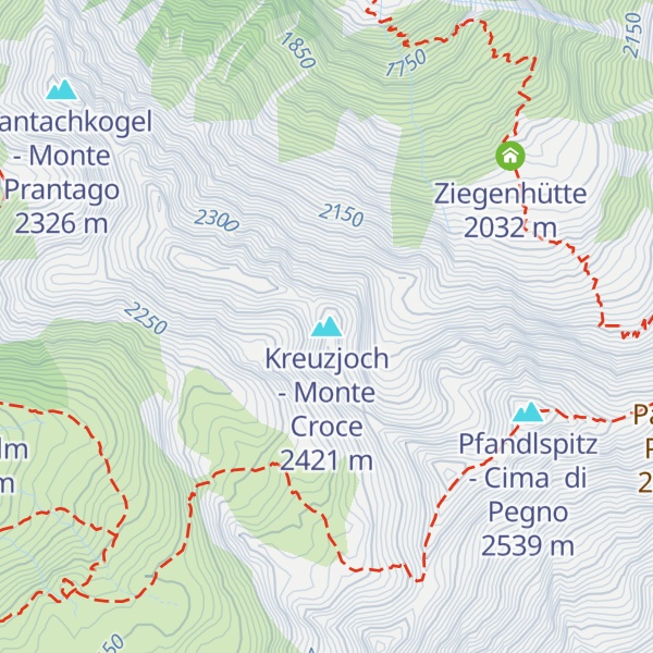 Map of Kreuzjoch - Monte Croce