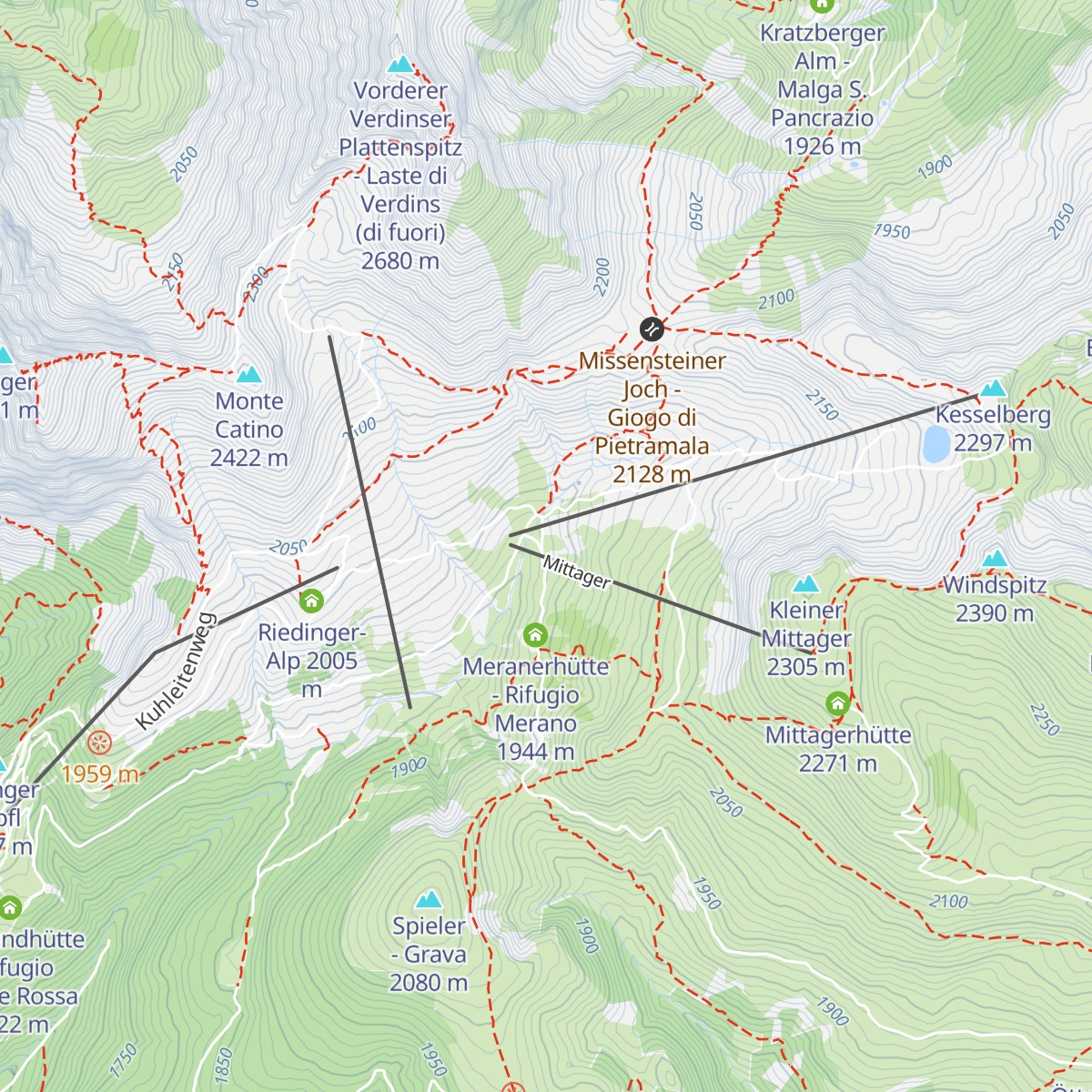Kirchsteiger Alm - Malga Kirchsteiger map