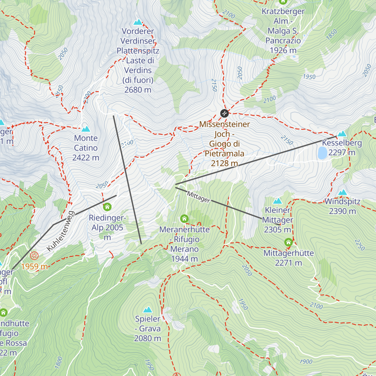Kirchsteiger Alm - Malga Kirchsteiger map