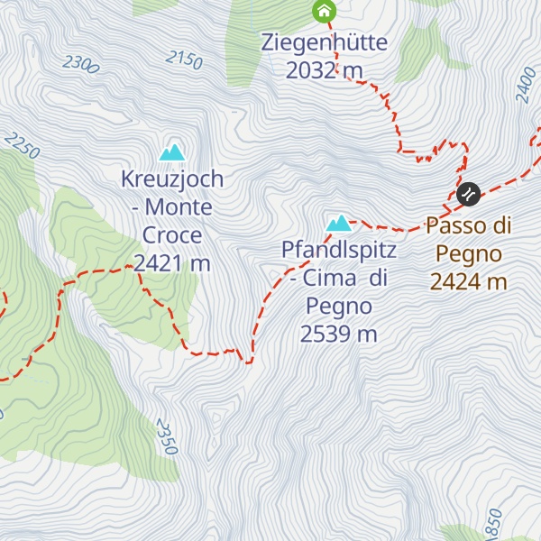 Map of Grünangerjoch - Giogo Pascolo Verde