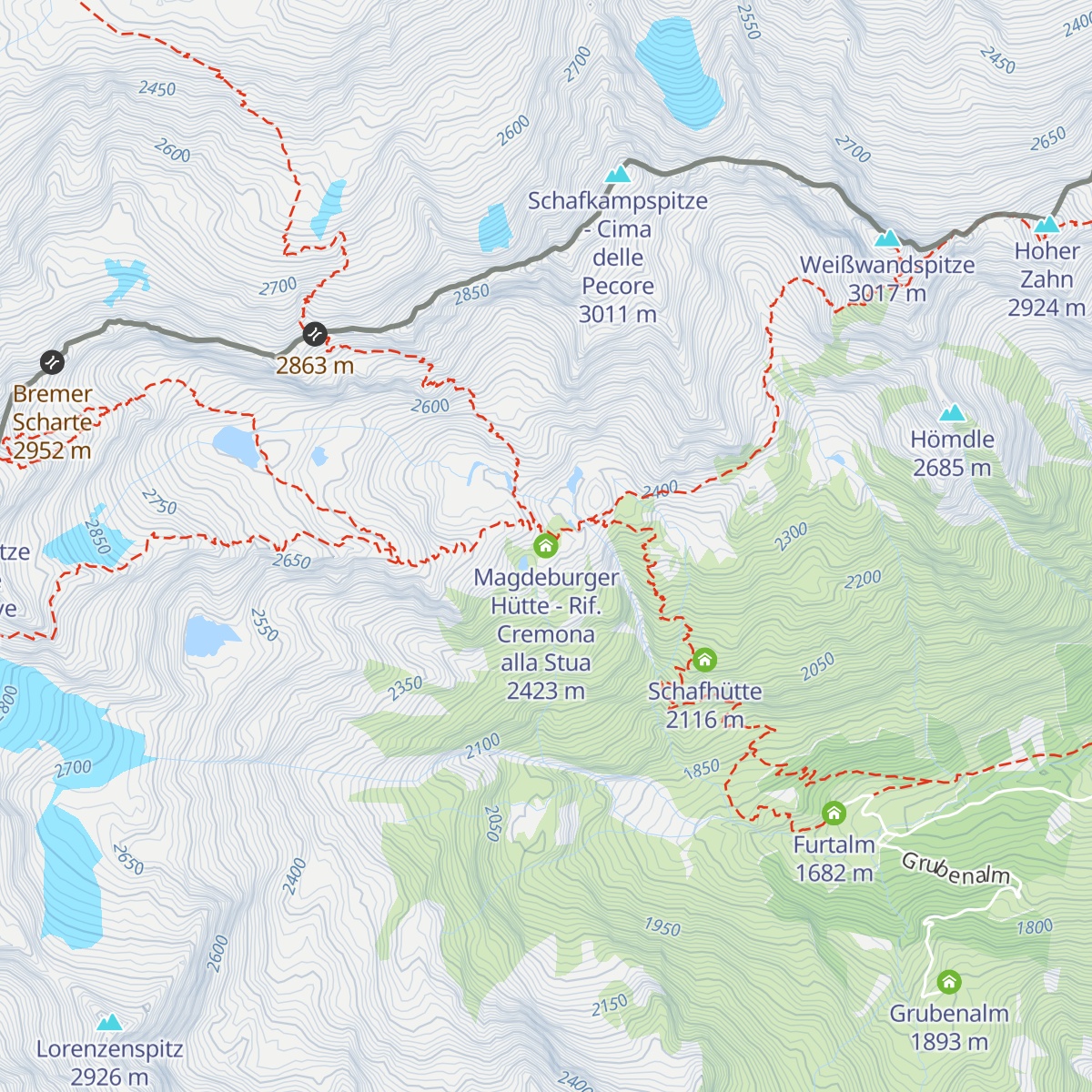 Magdeburger Hütte - Rif. Cremona alla Stua map
