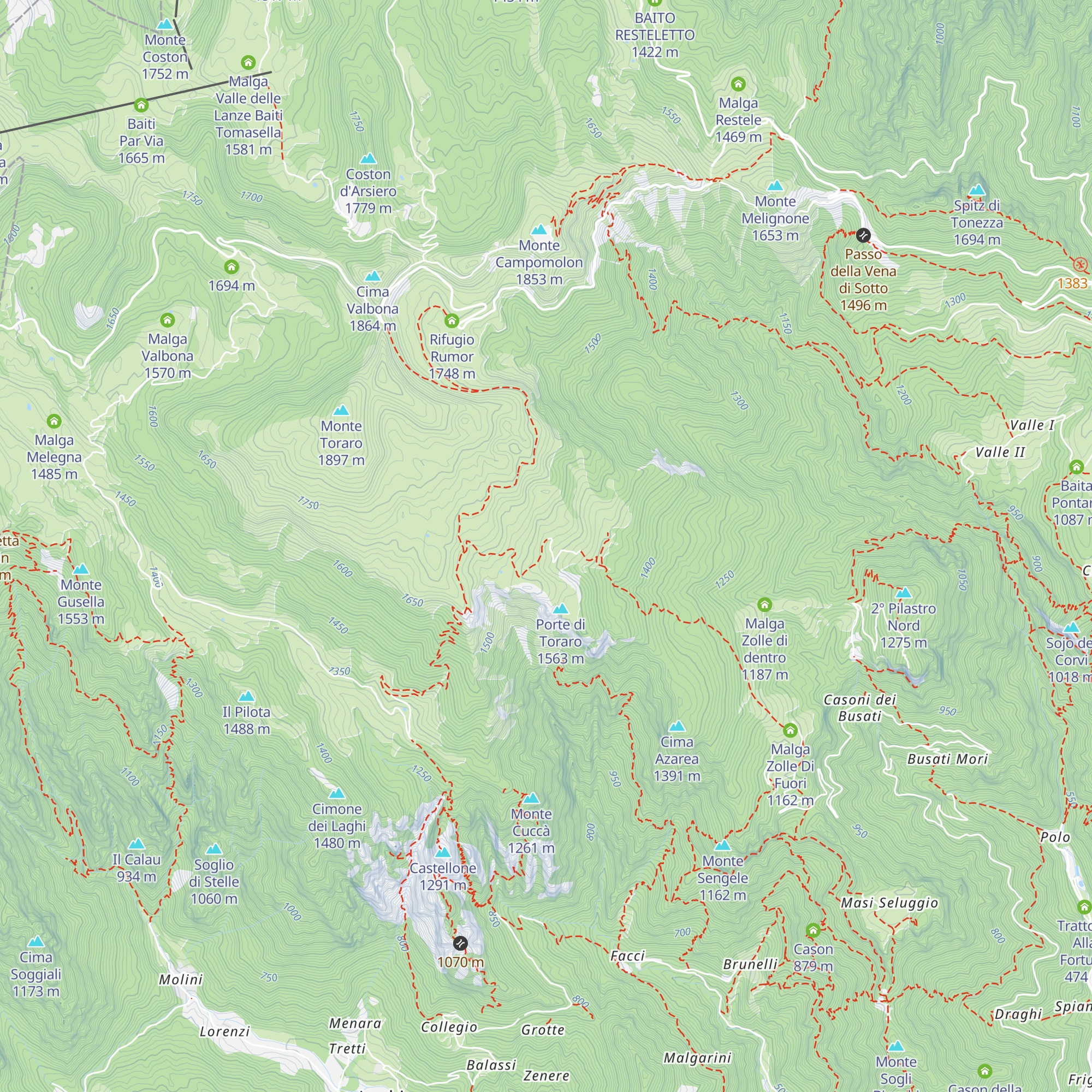 Malga Toraro map