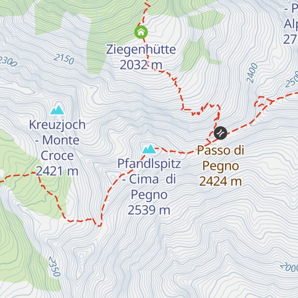 Map of Pfandlspitz - Cima  di  Pegno