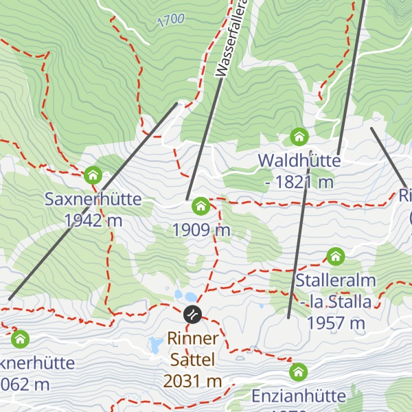 Map of Wasserfaller Alm - Malga Cascata