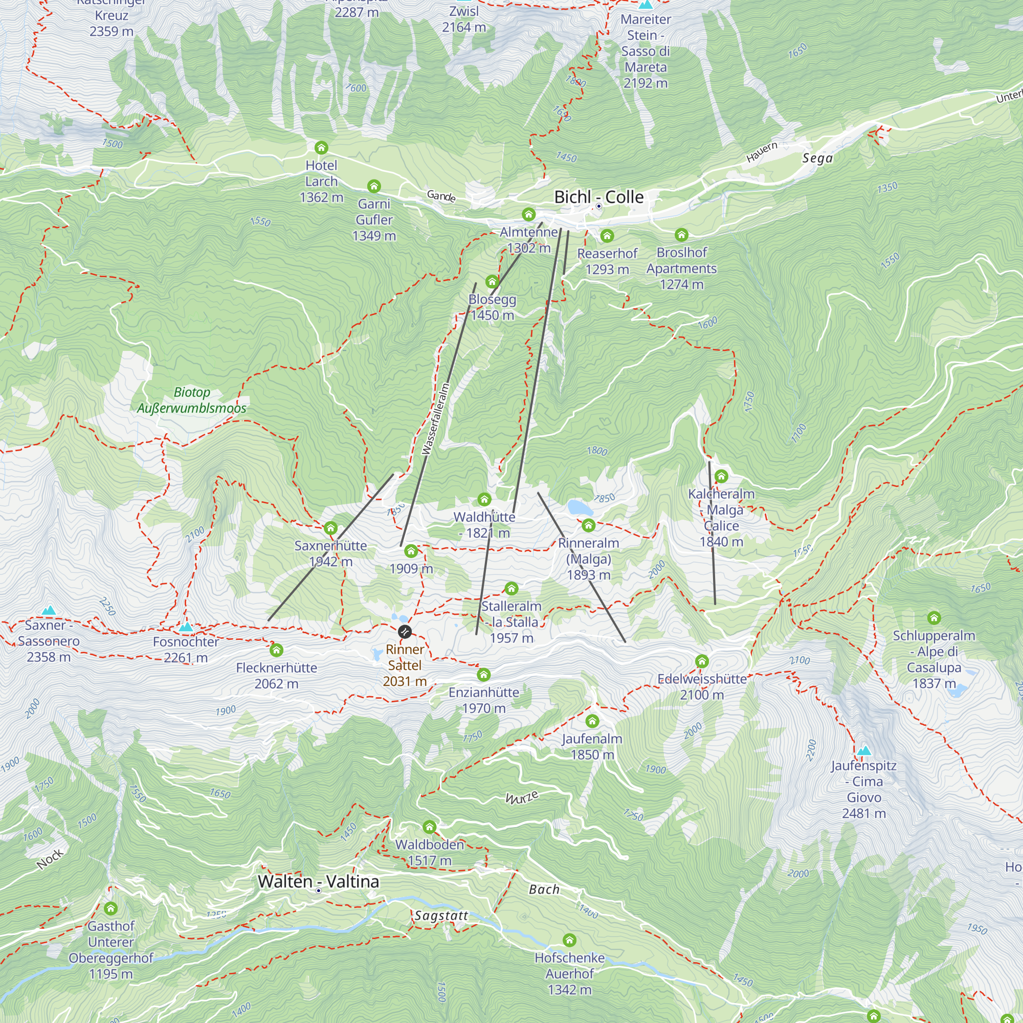 Skigebiet Ratschings-Jaufen  -  Zona sciistica Racines-Giovo map