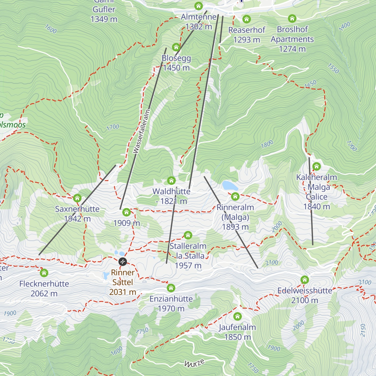 Skigebiet Ratschings-Jaufen  -  Zona sciistica Racines-Giovo map