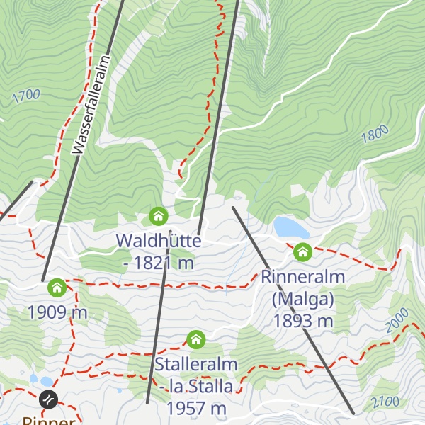 Map of Bergrestaurant Rinneralm - Ristorante di montagna Malga Rinner