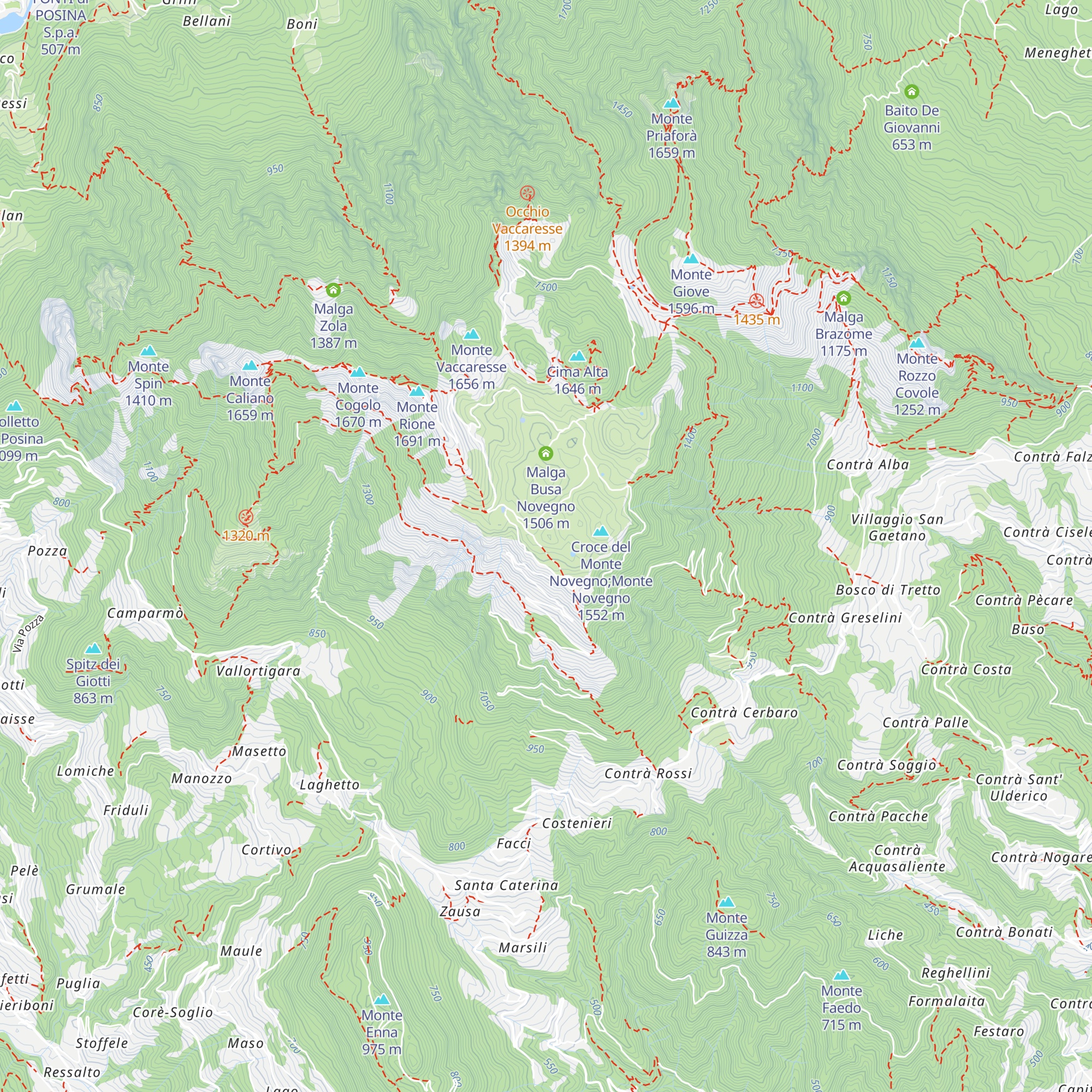 Malga Davanti Monte Novegno map