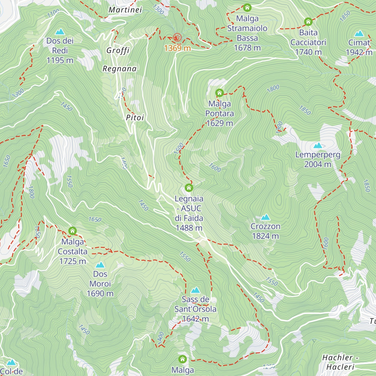 Baita ex malga Regnana - ASUC di Faida map