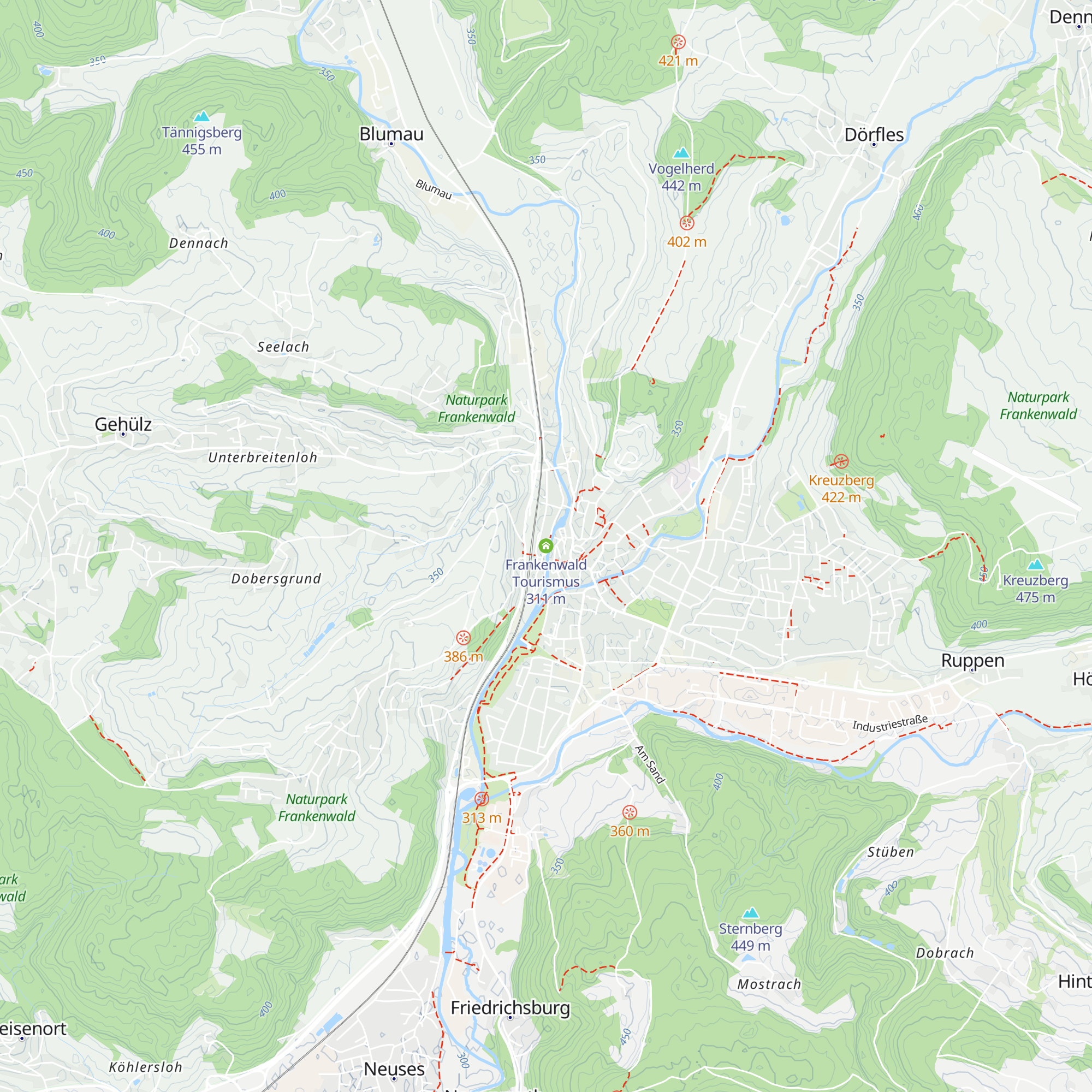 Frankenwald Tourismus map