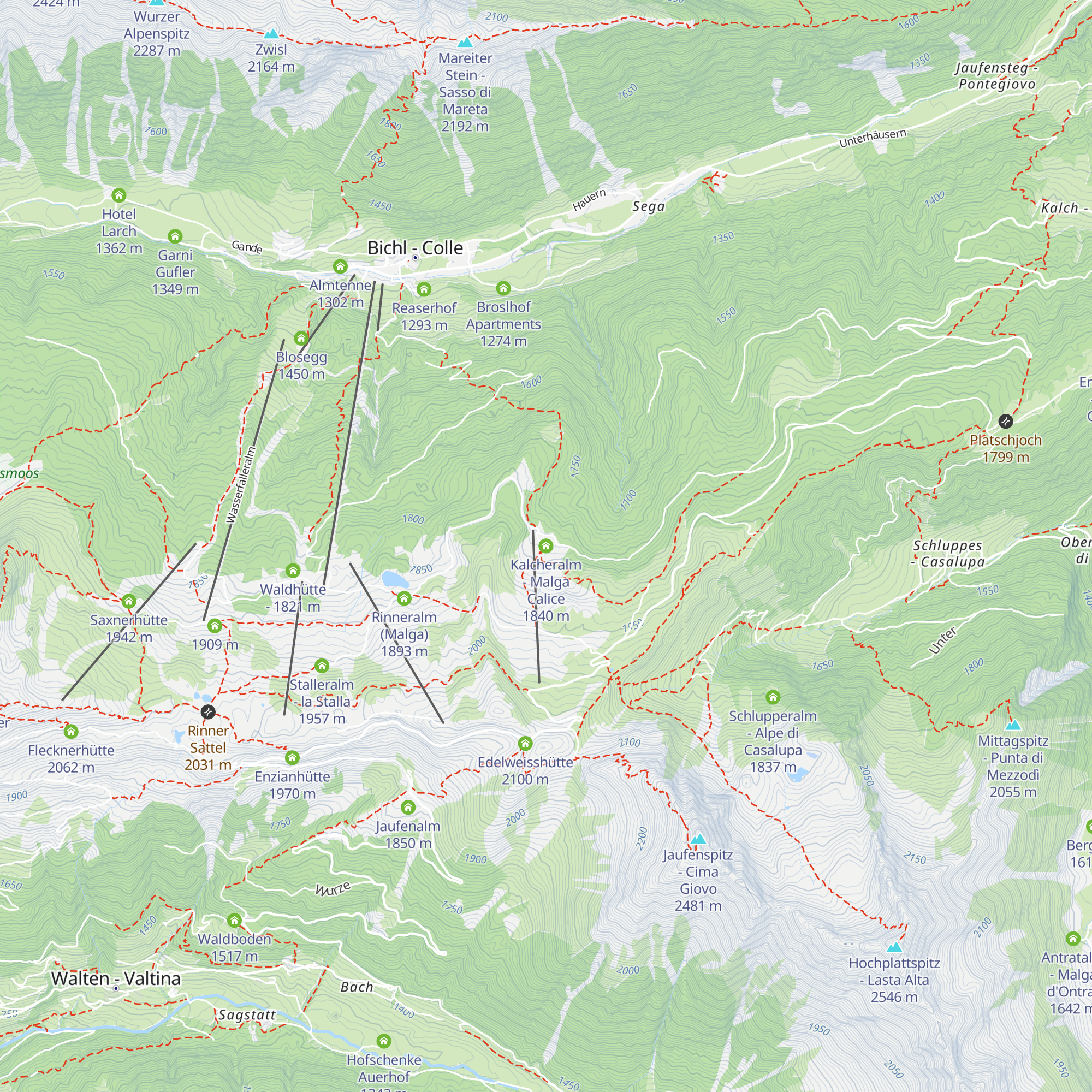 Kalcheralm - Malga Calice map