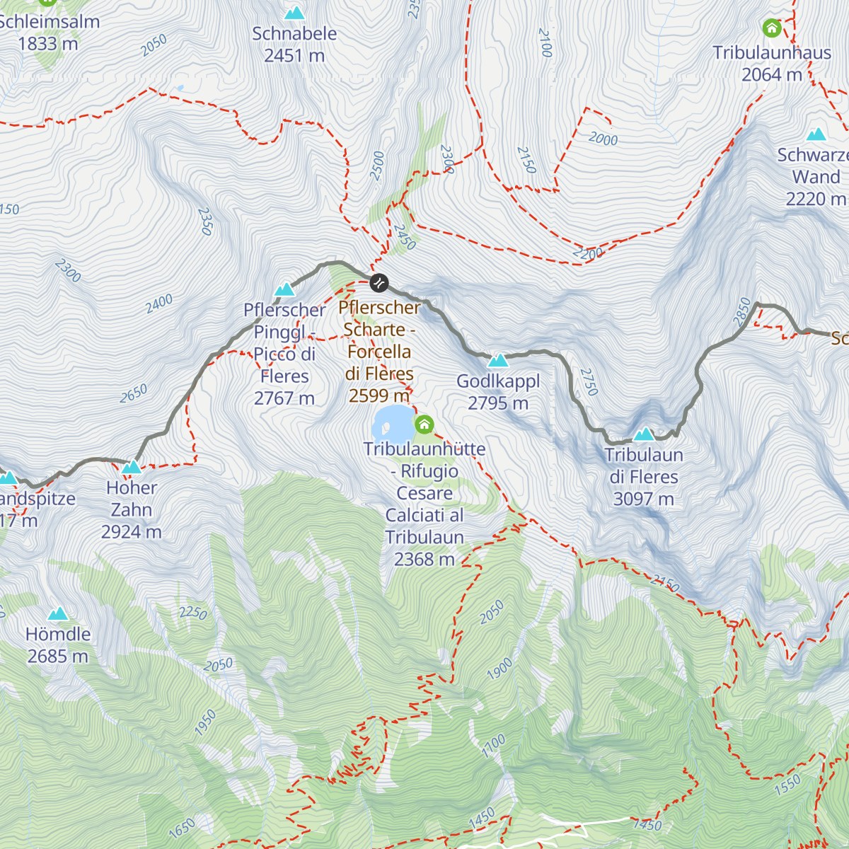Tribulaunhütte - Rifugio Cesare Calciati al Tribulaun map