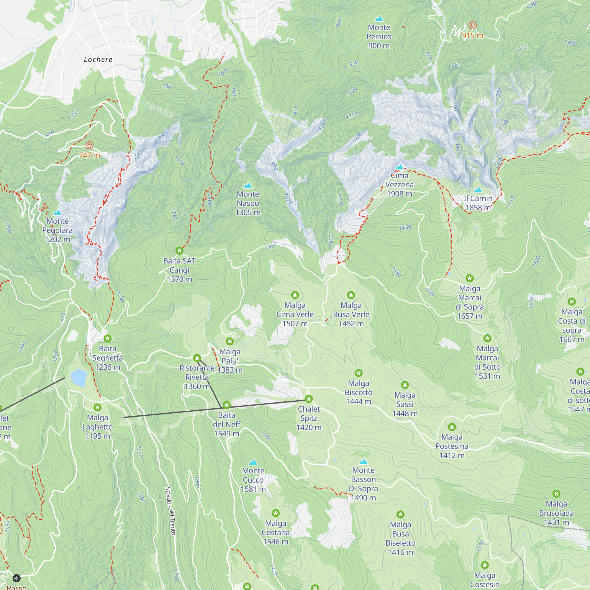 Malga Cima Verle map