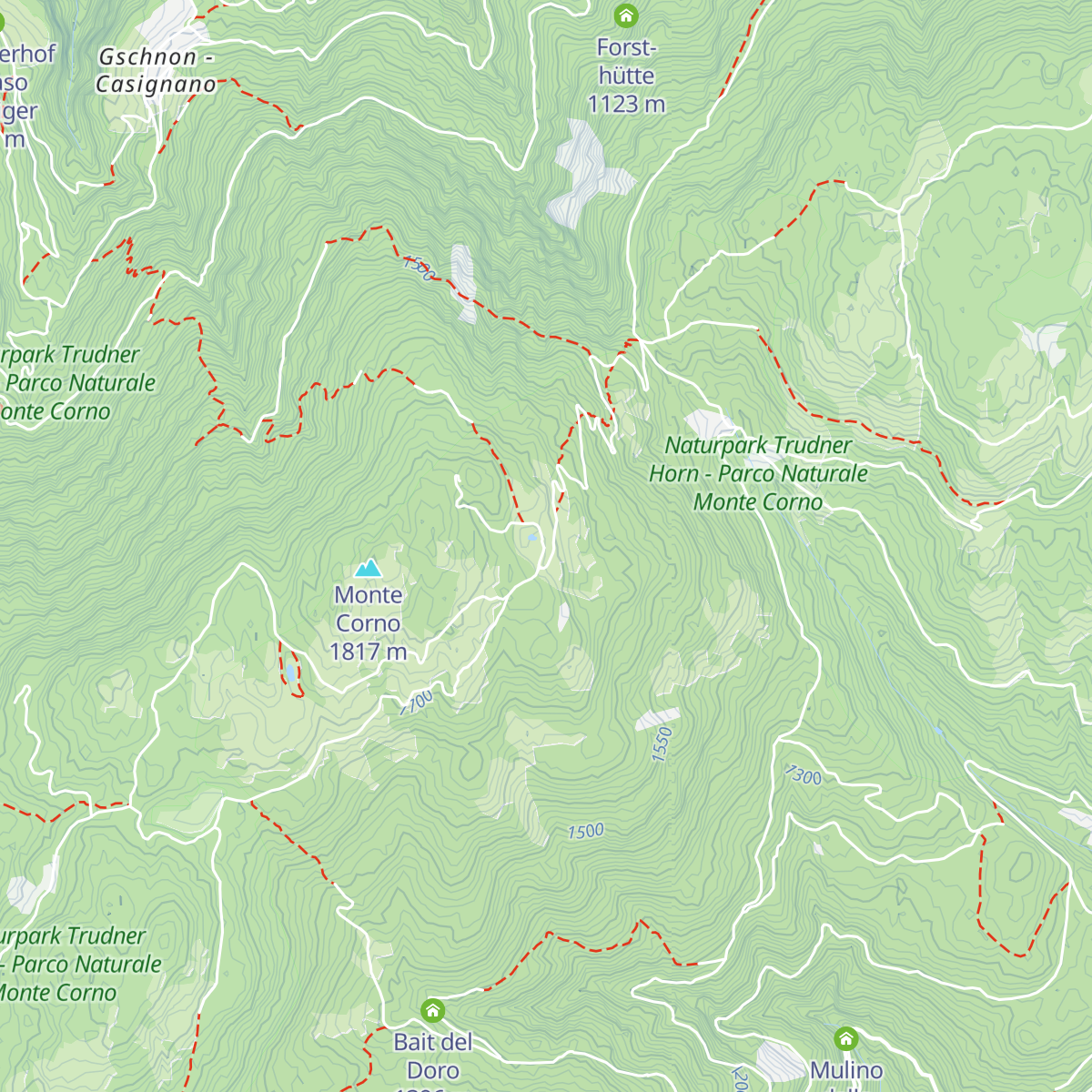 Malga Monte Corno - Trudner Horn Alm map