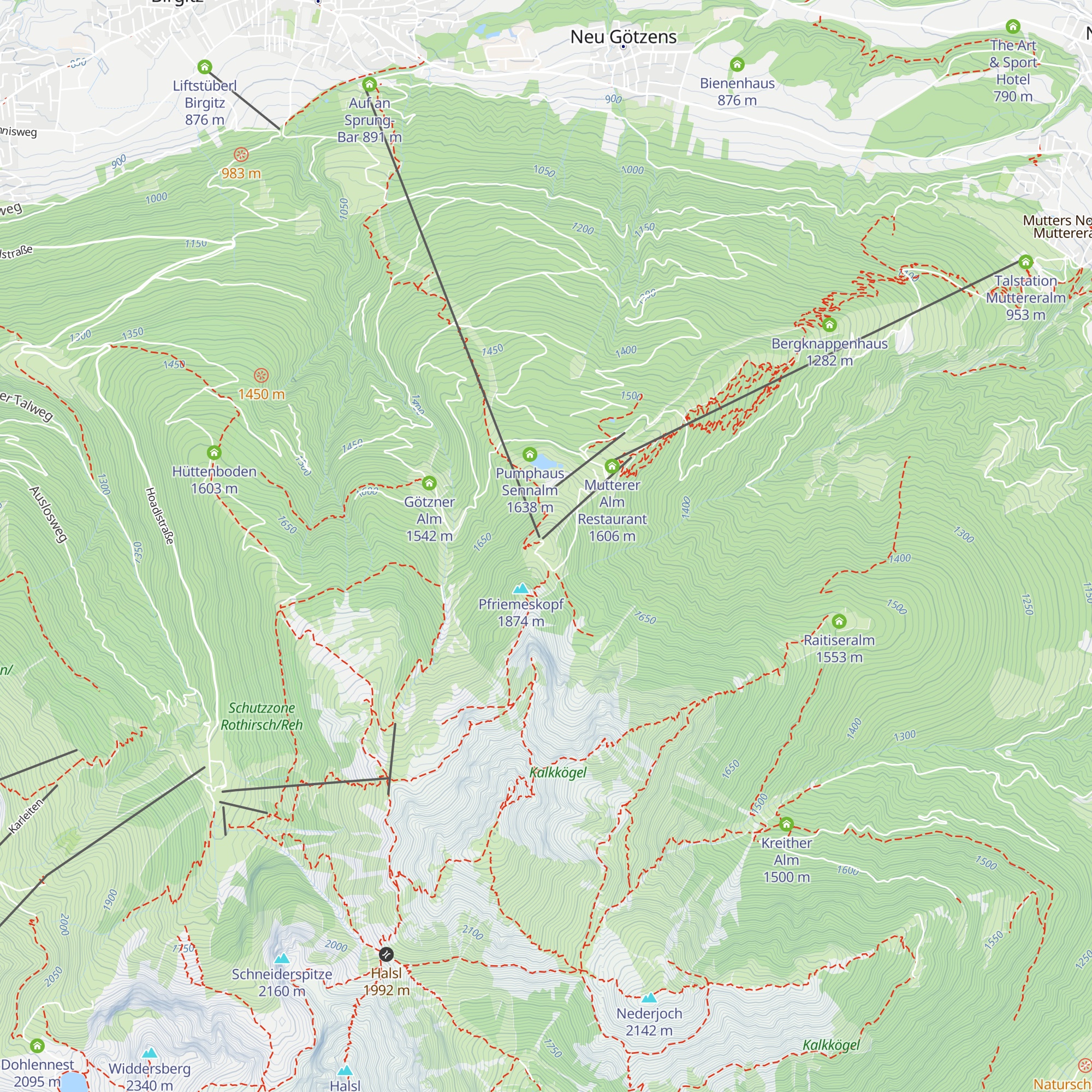 Iglu Bar Muttereralm map
