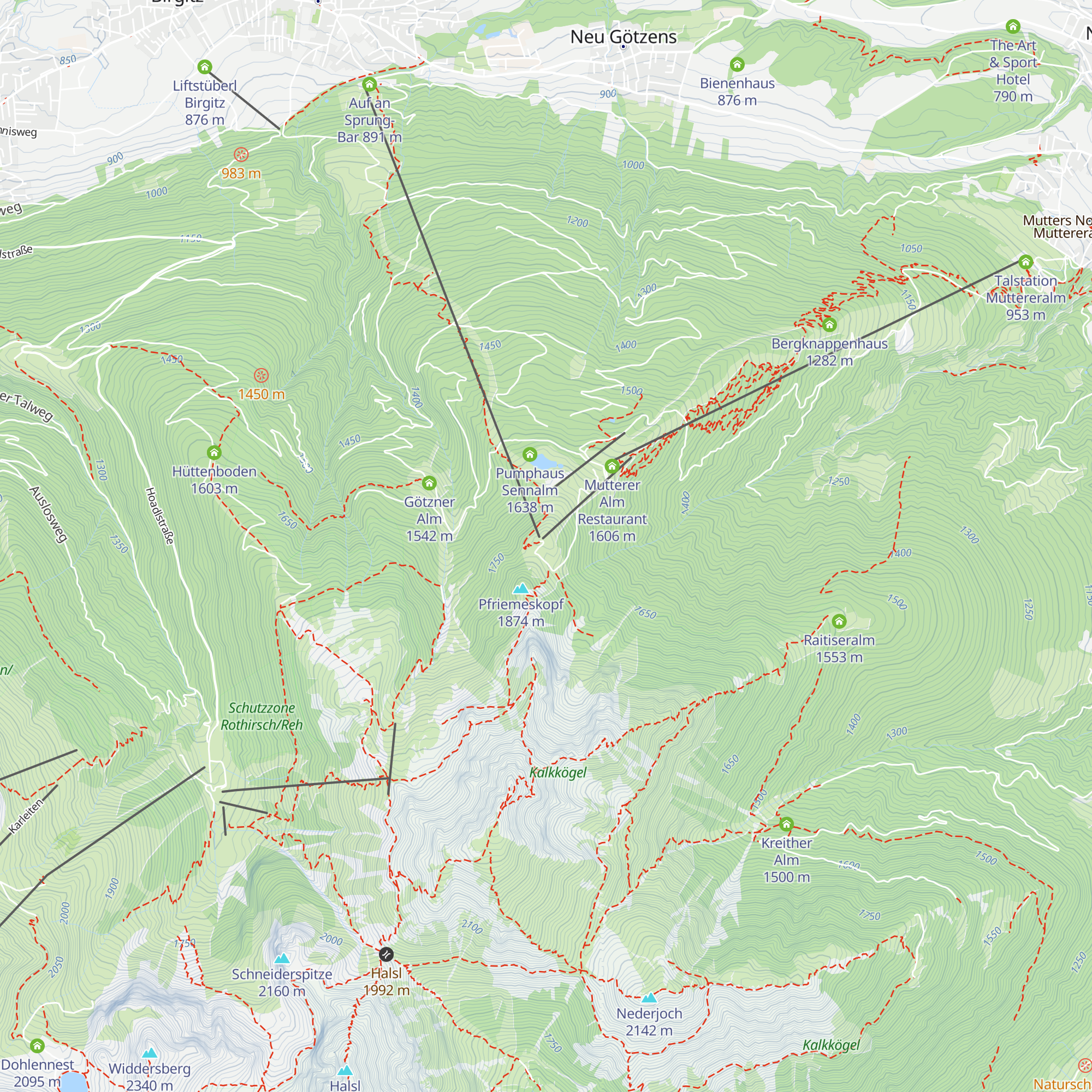 Iglu Bar Muttereralm map