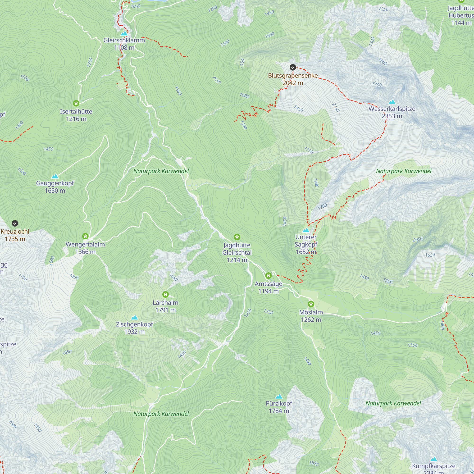Jagdhütte Gleirschtal map
