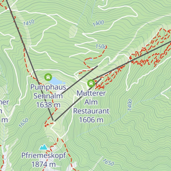 Map of Stützpunkt Pistenrettung Muttereralm