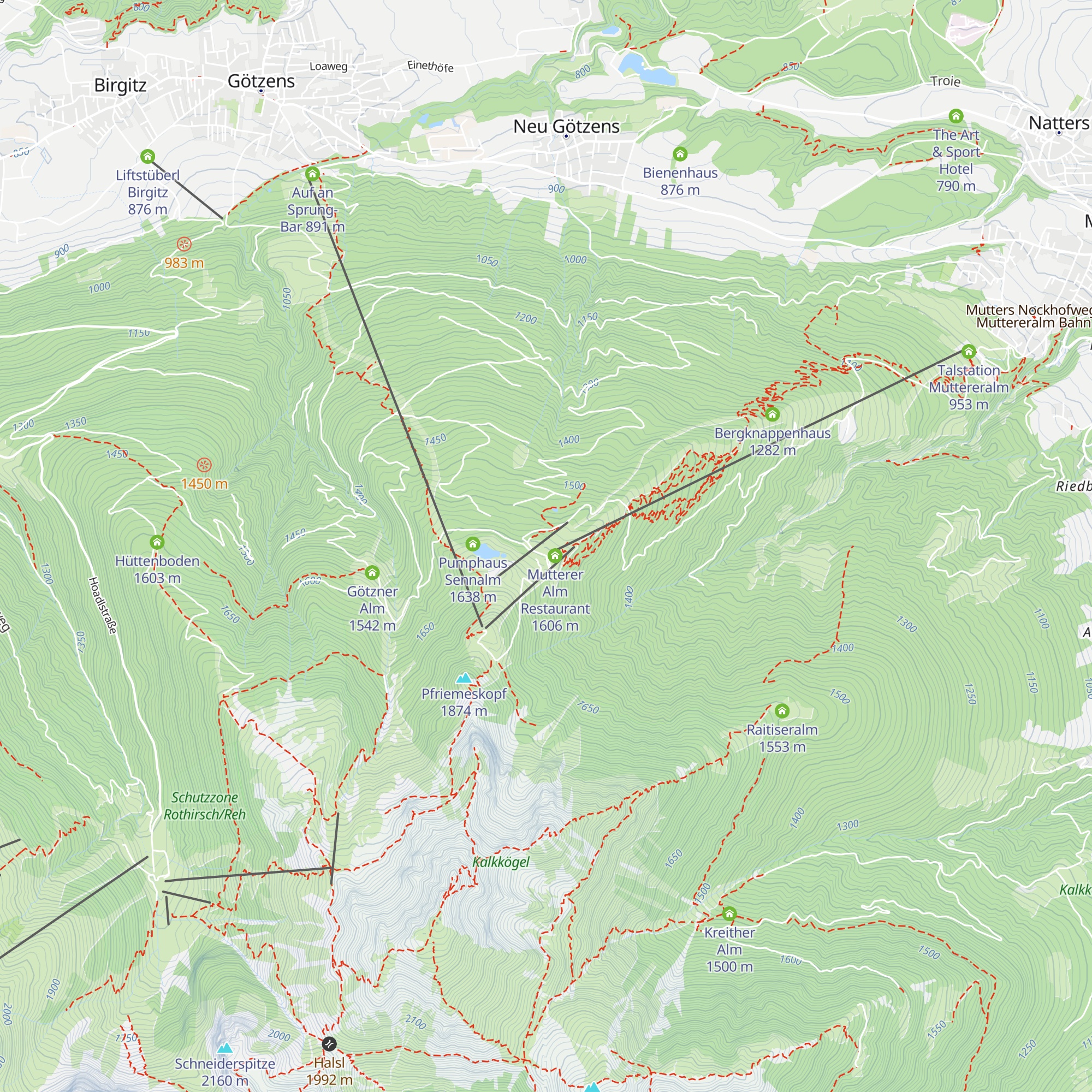 Mutterer Alm map