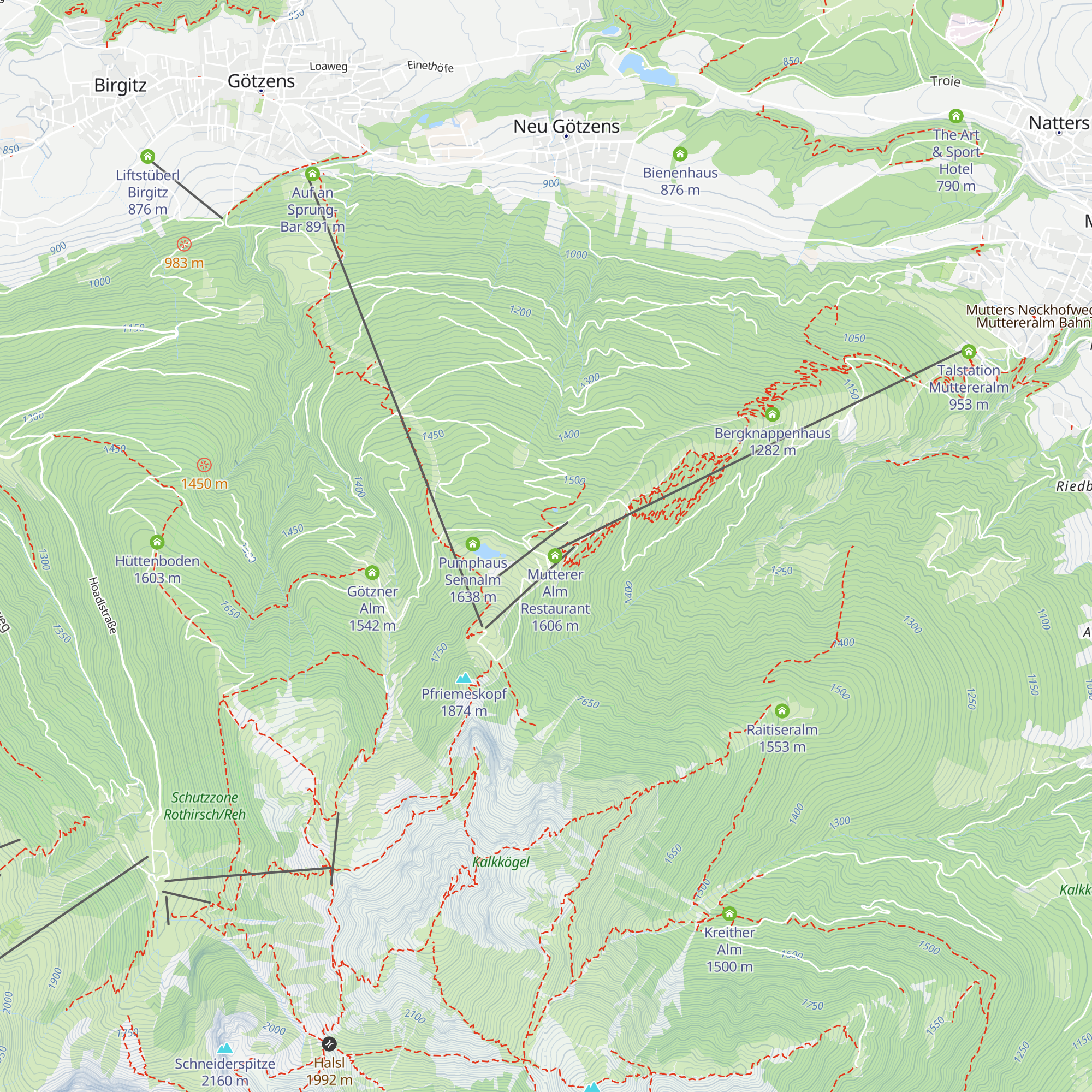 Mutterer Alm map