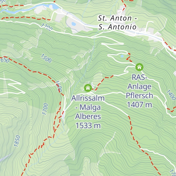 Map of Allrissalm - Malga Alberes