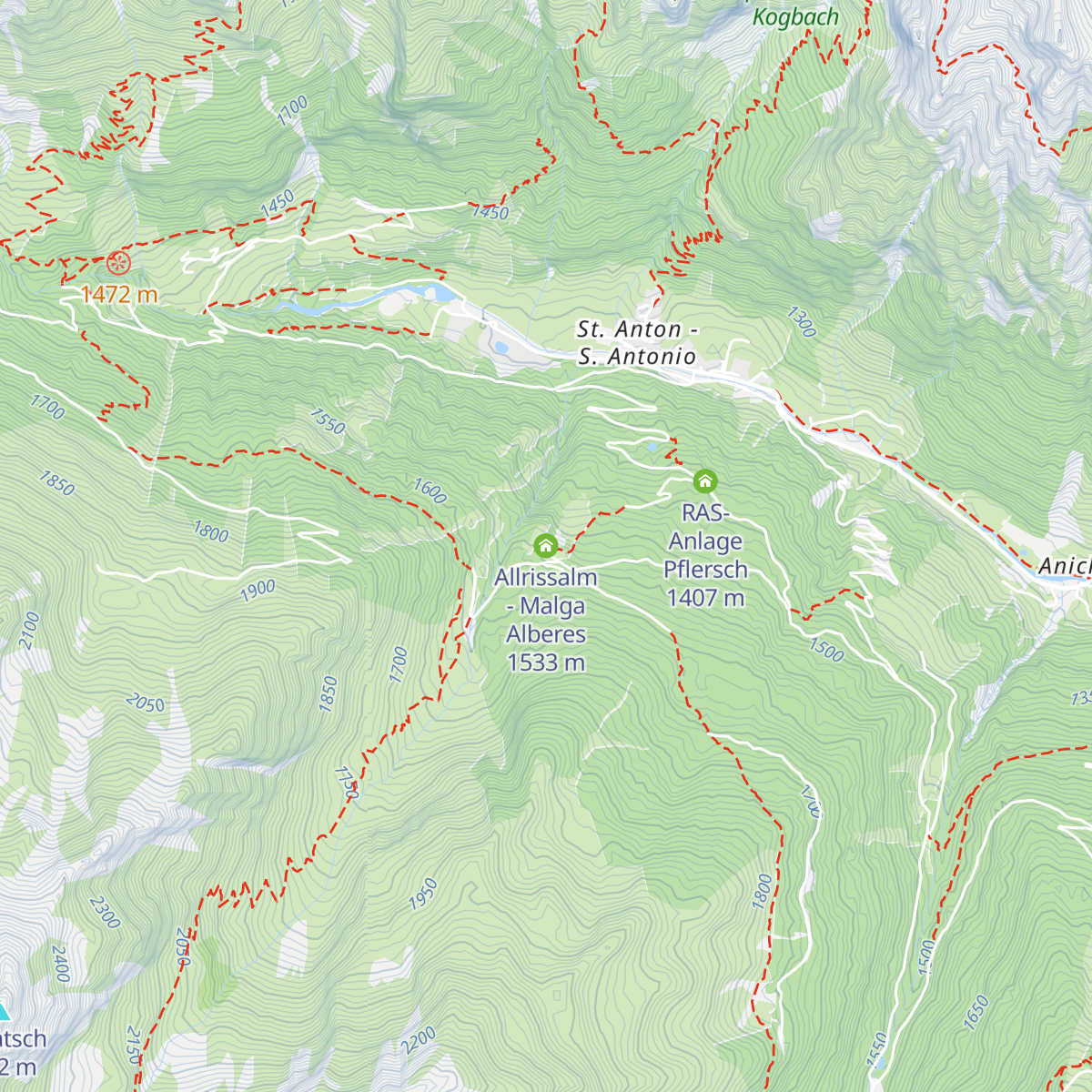 Allrissalm - Malga Alberes map