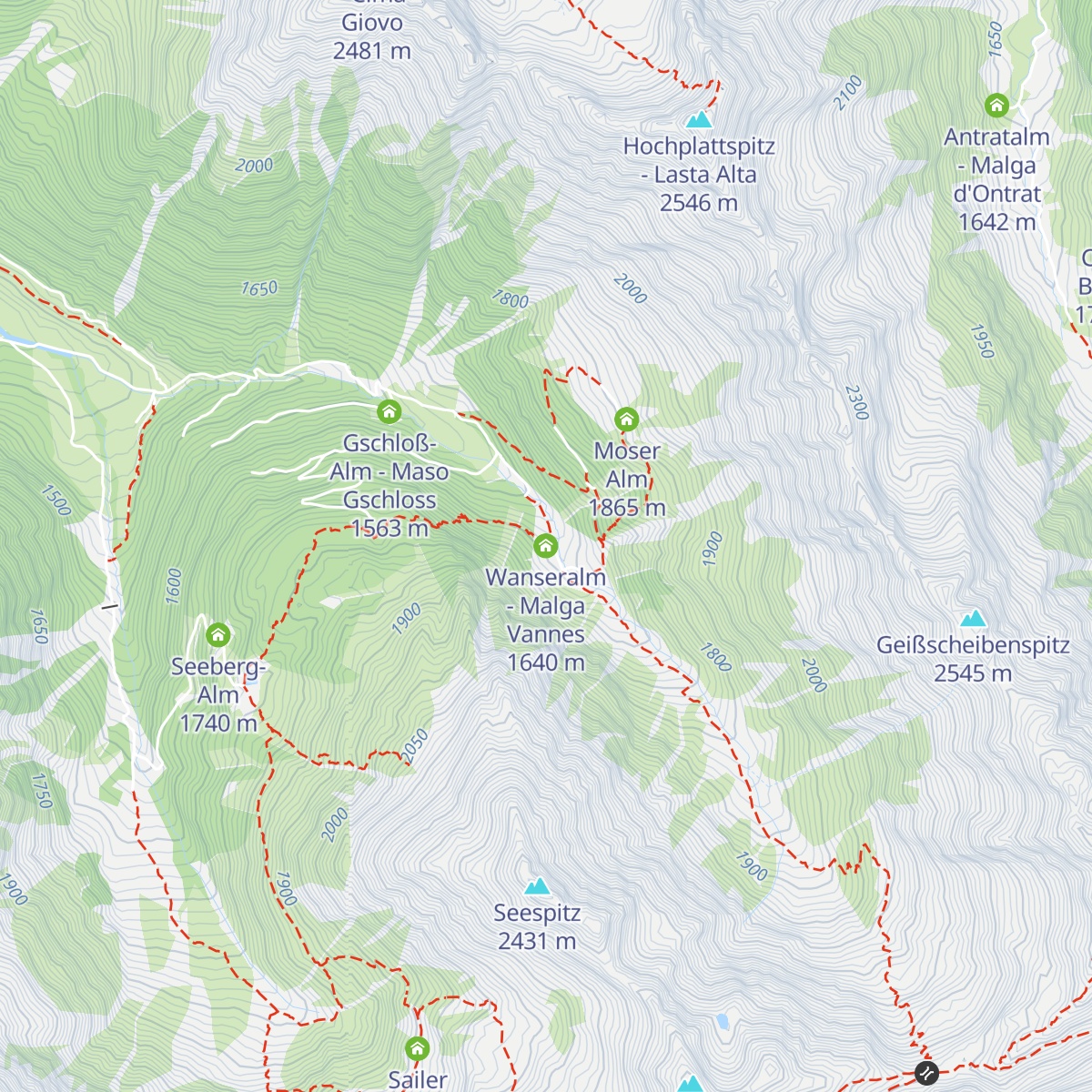 Wanseralm - Malga Vannes map