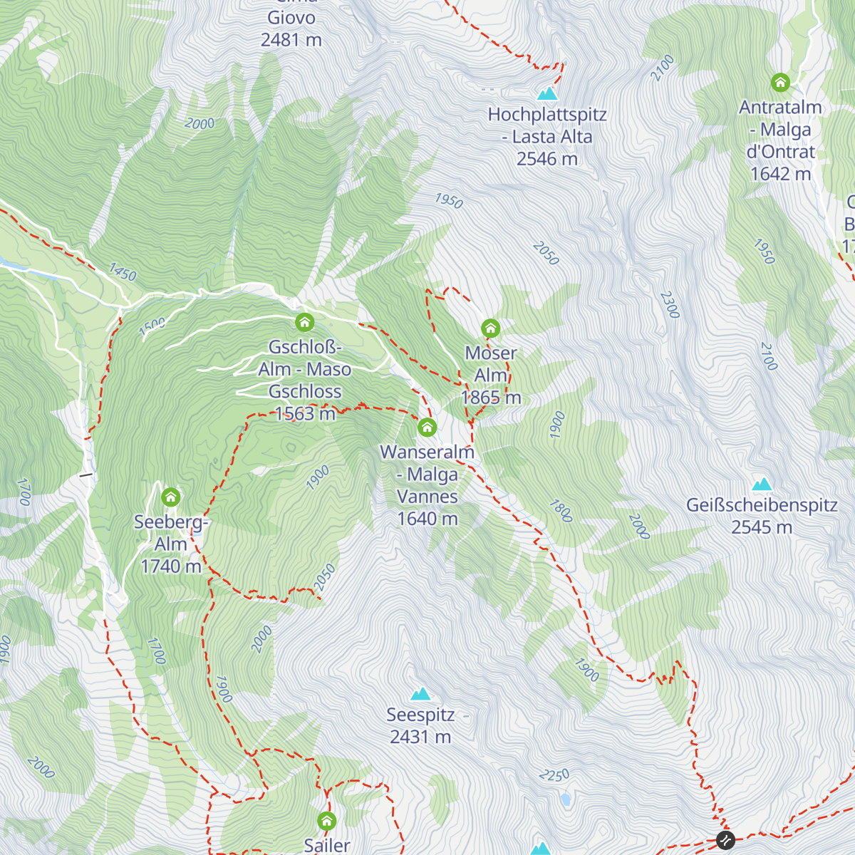 Wanseralm - Malga Vannes map