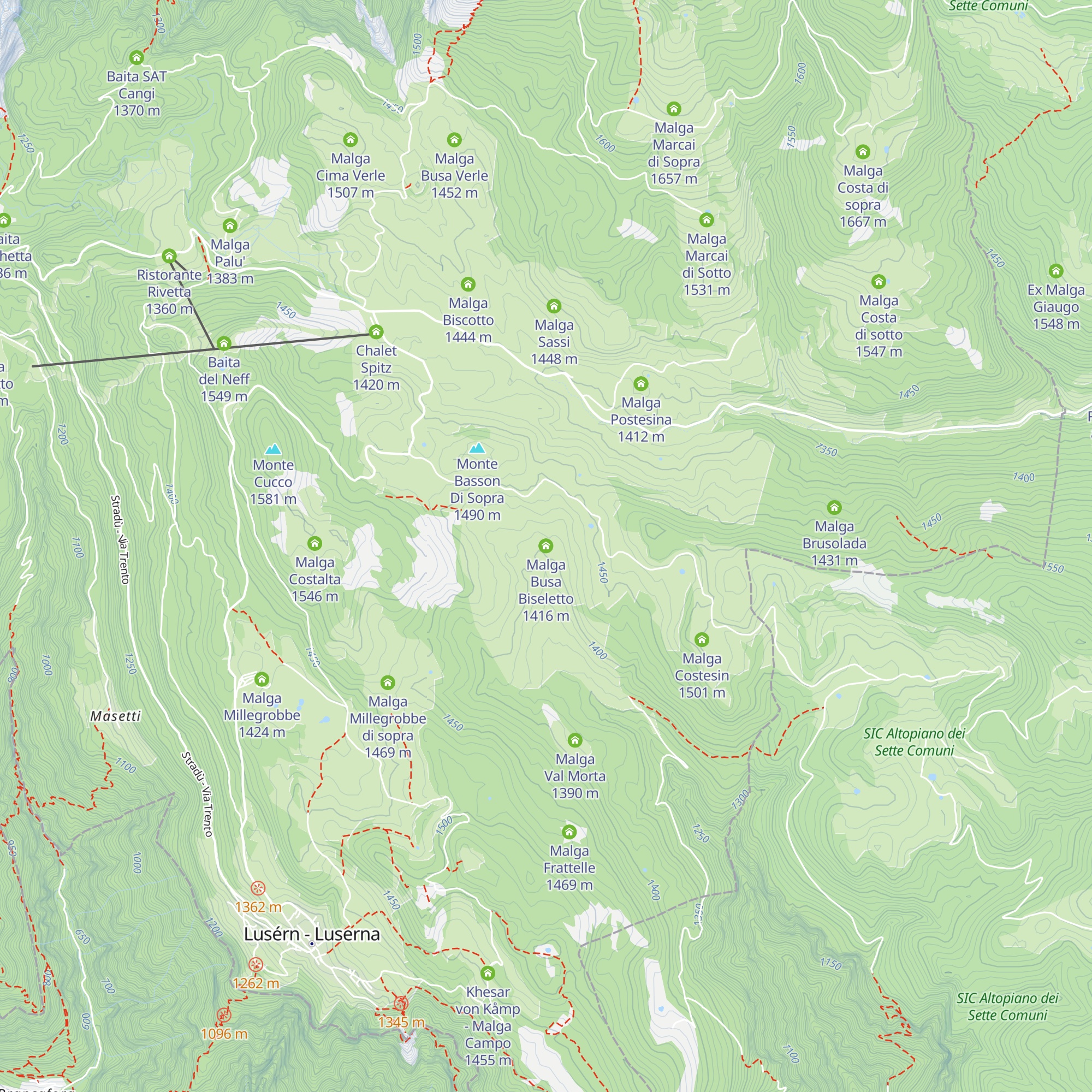Malga Busa Biseletto map