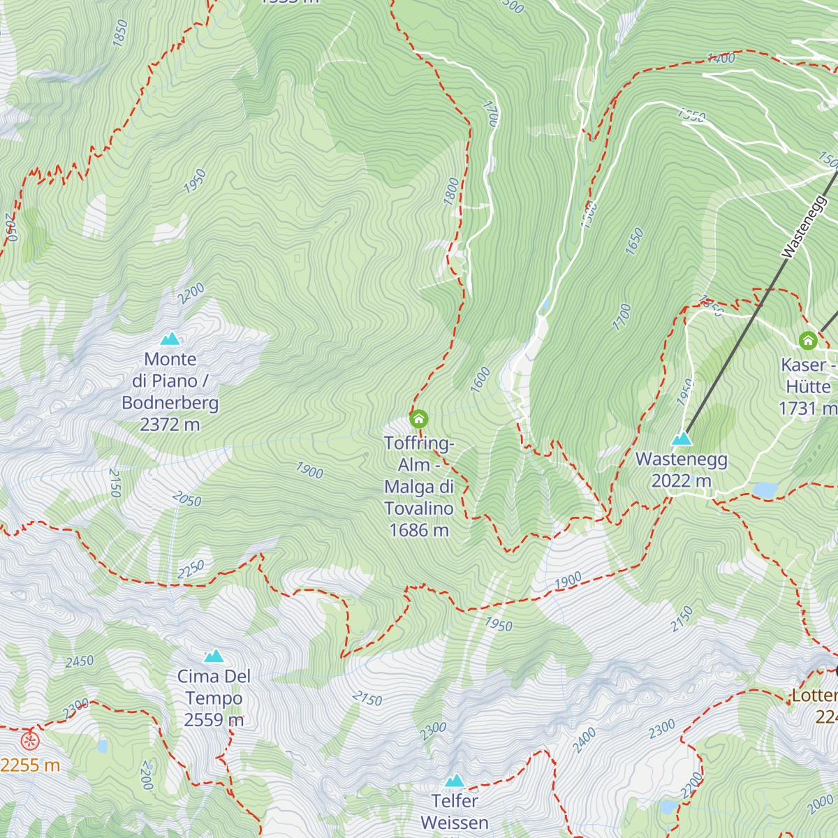 Toffring-Alm - Malga di Tovalino map