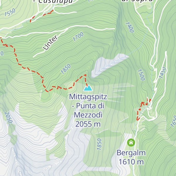 Map of Mittagspitz - Punta di Mezzodì