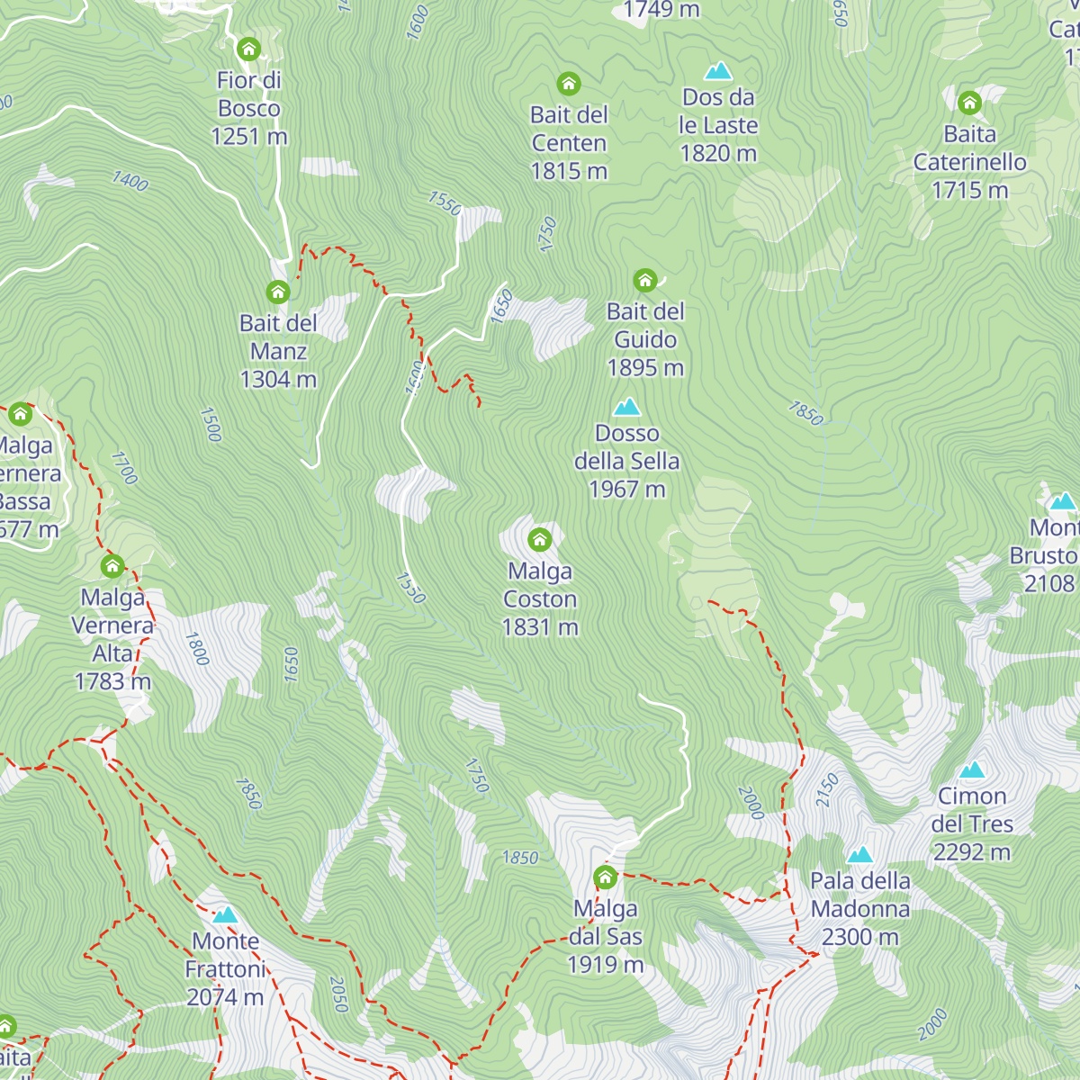 Malga Coston map