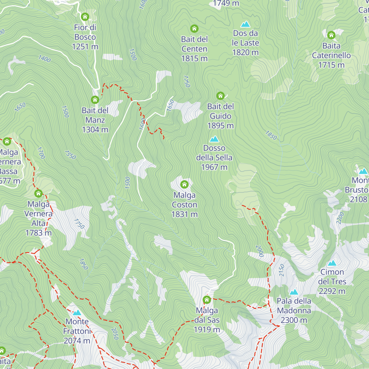 Malga Coston map