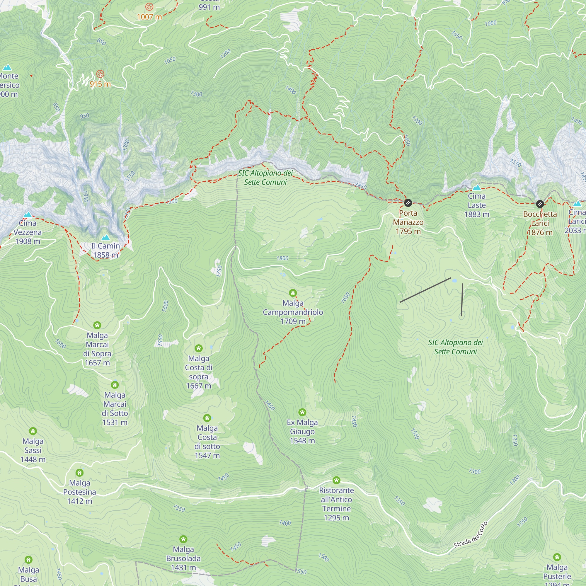Malga Campomandriolo map