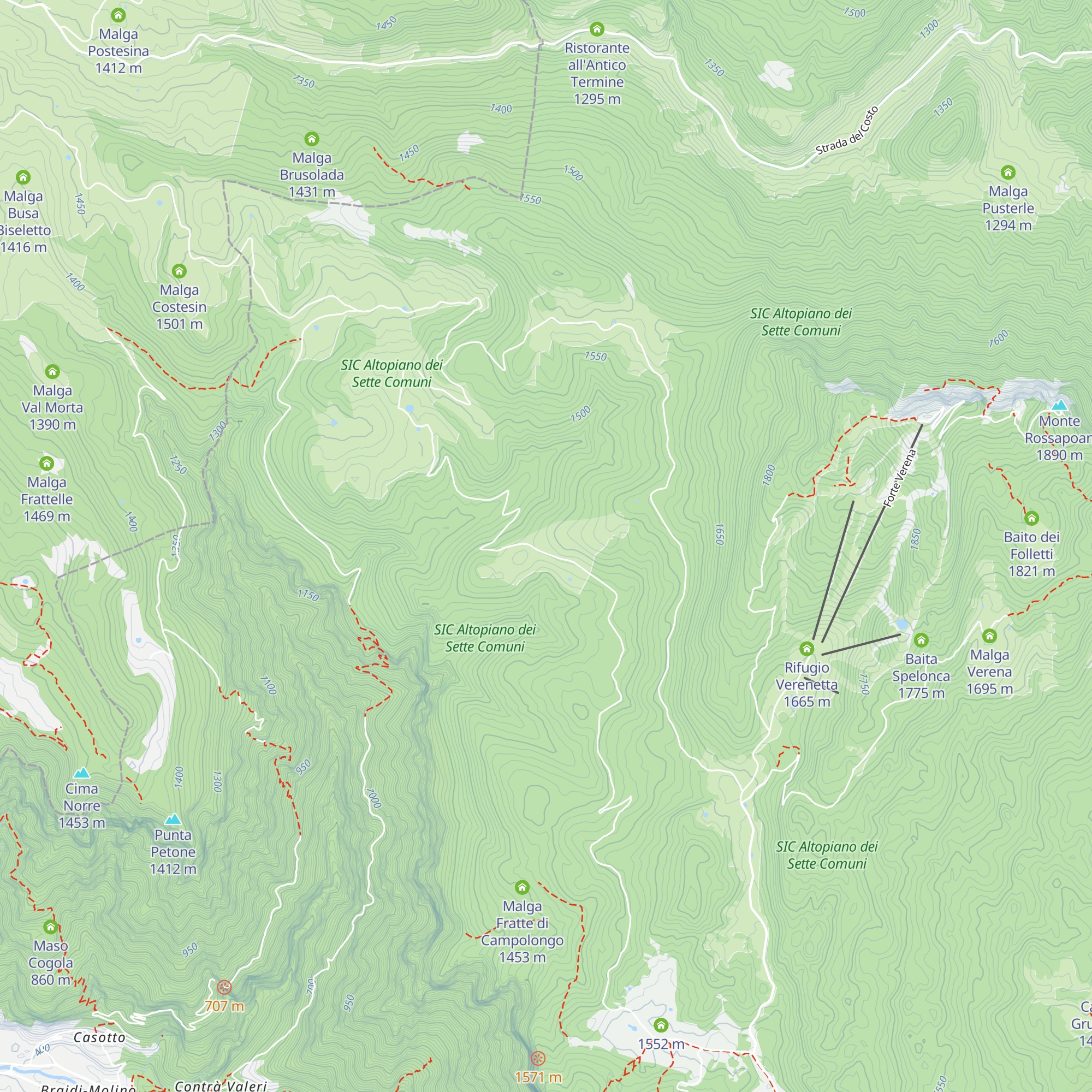 Malga Trugole map