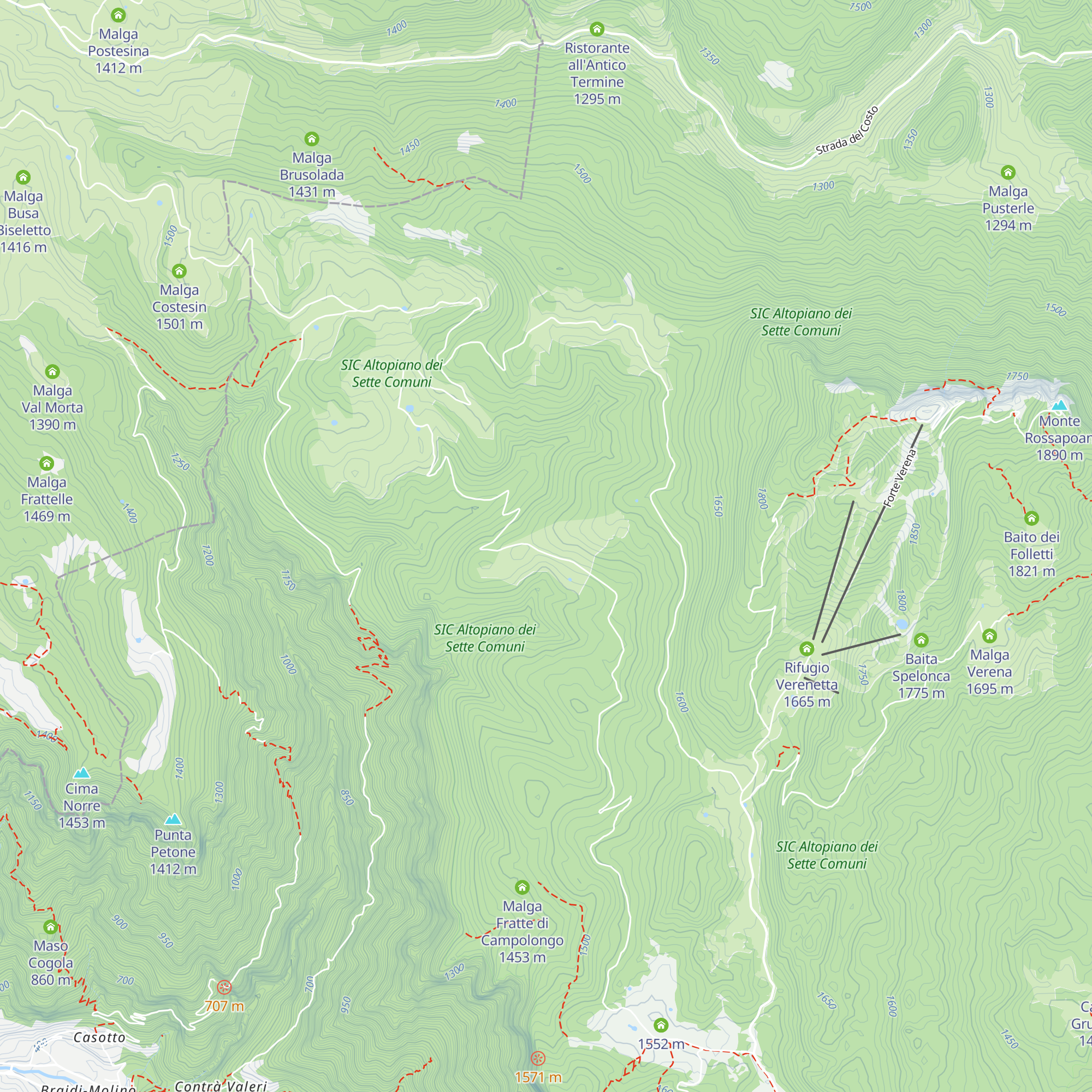 Malga Trugole map