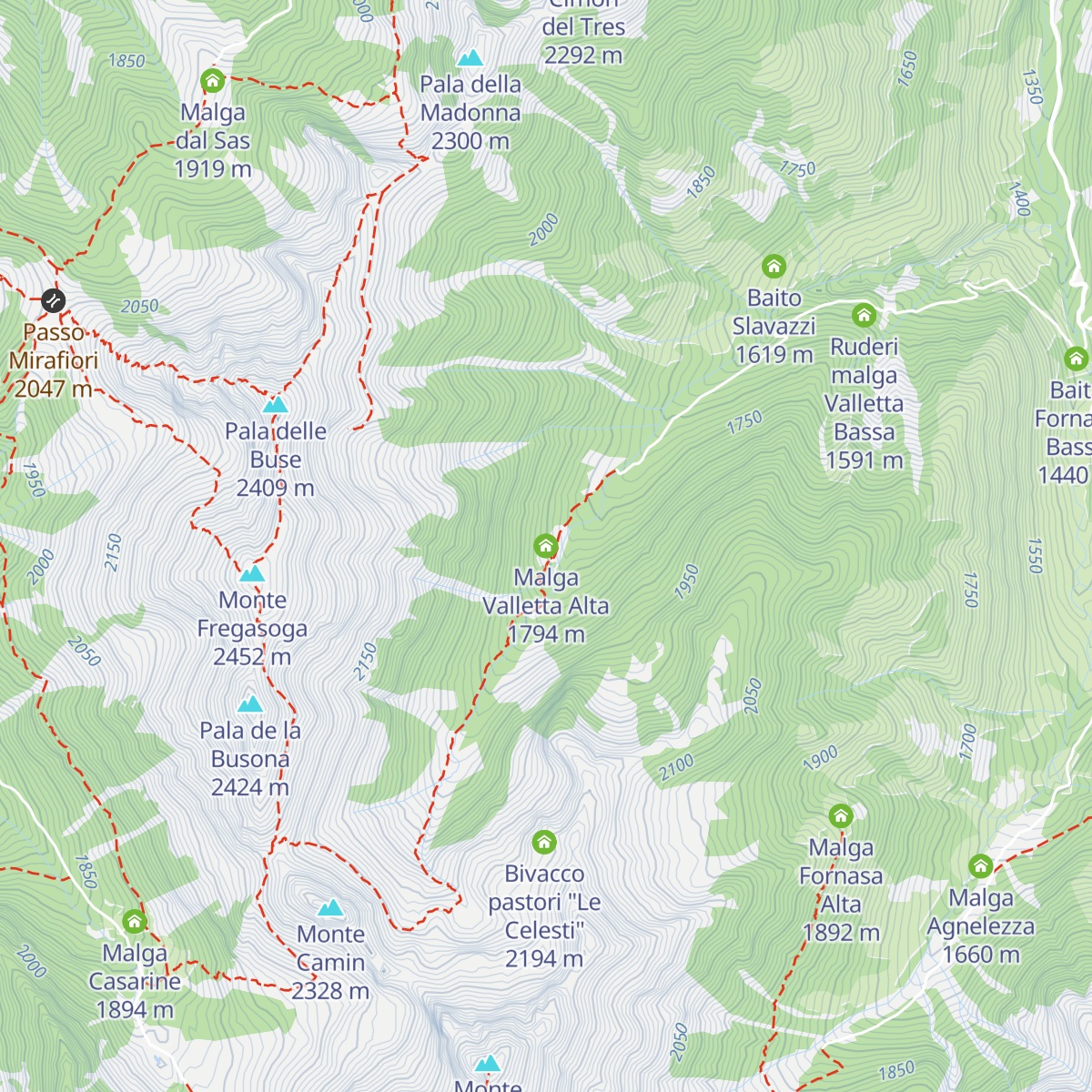 Malga Valletta Alta map