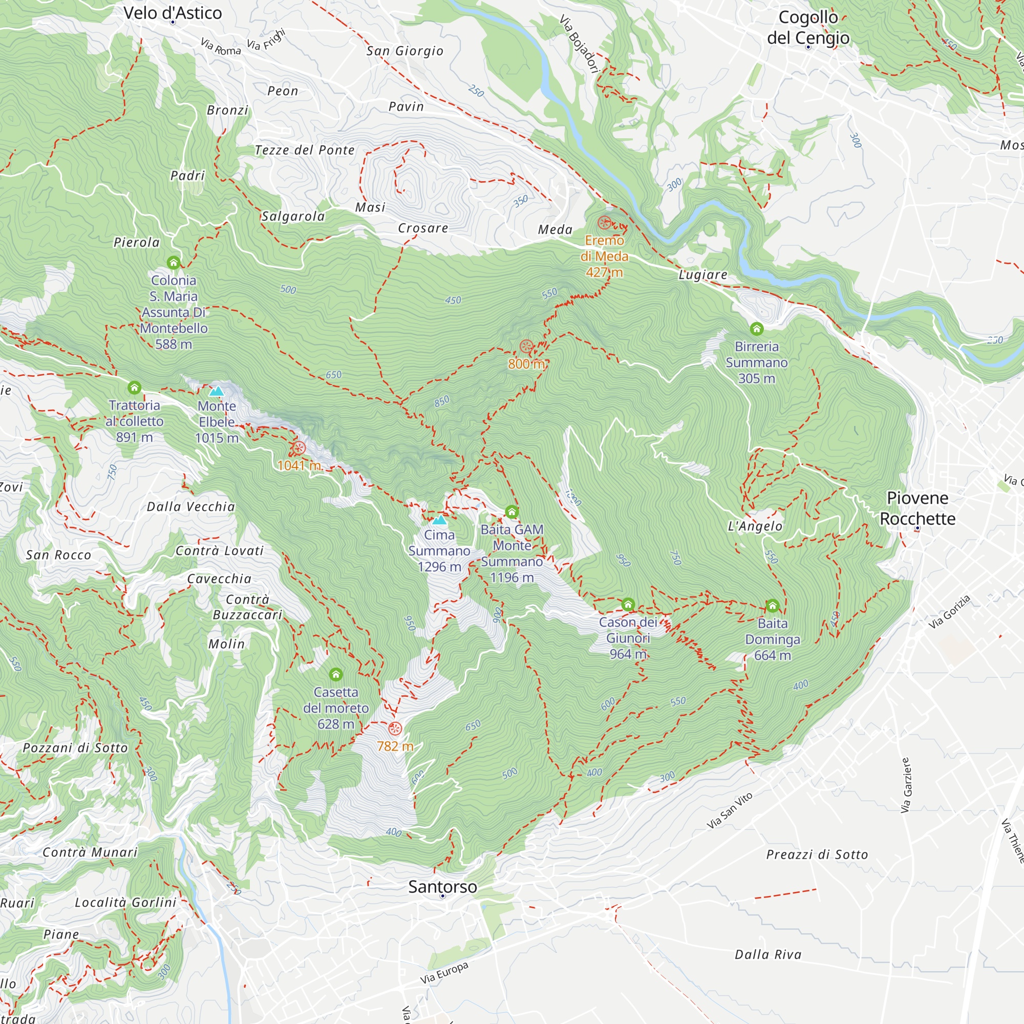 Baita GAM Monte Summano map