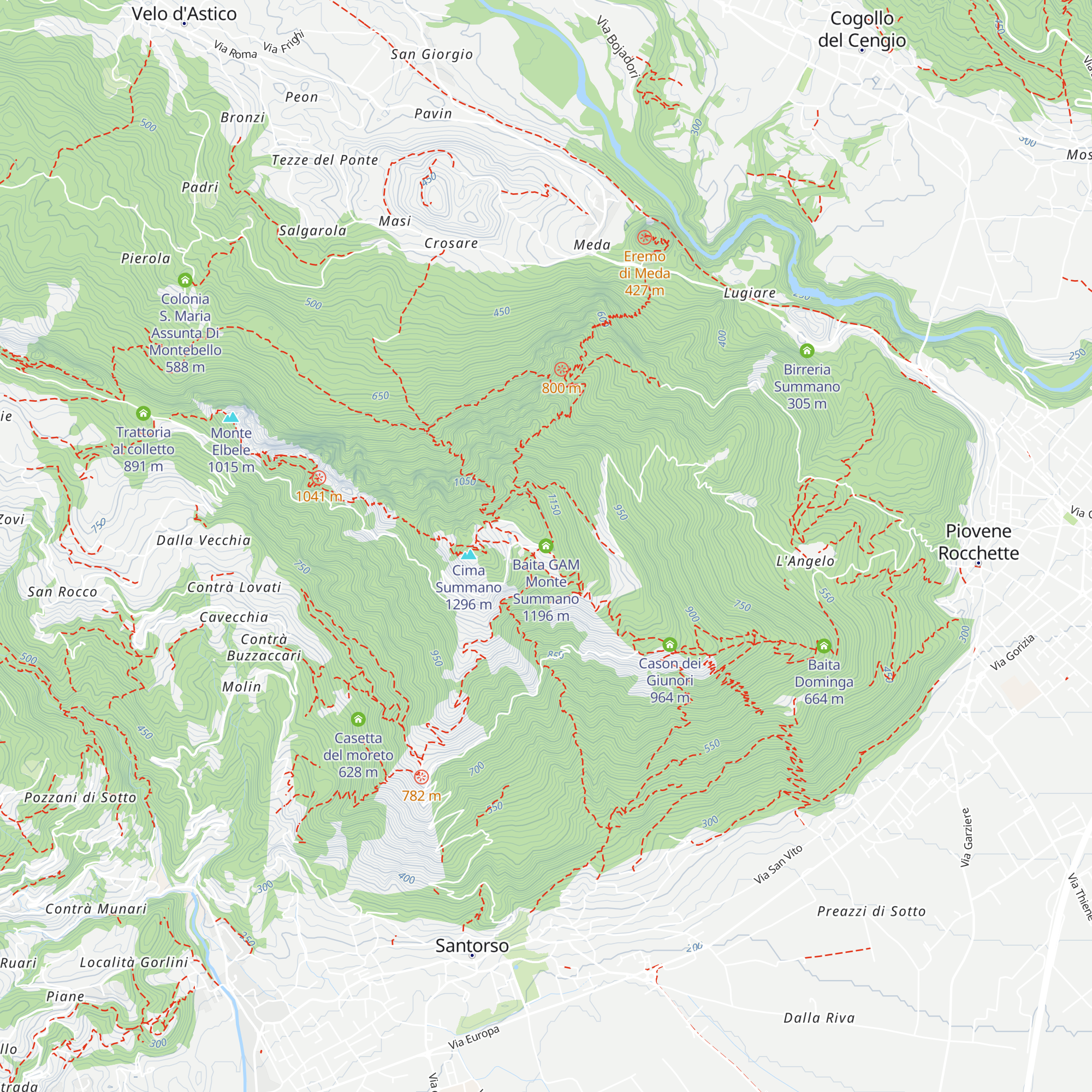 Baita GAM Monte Summano map