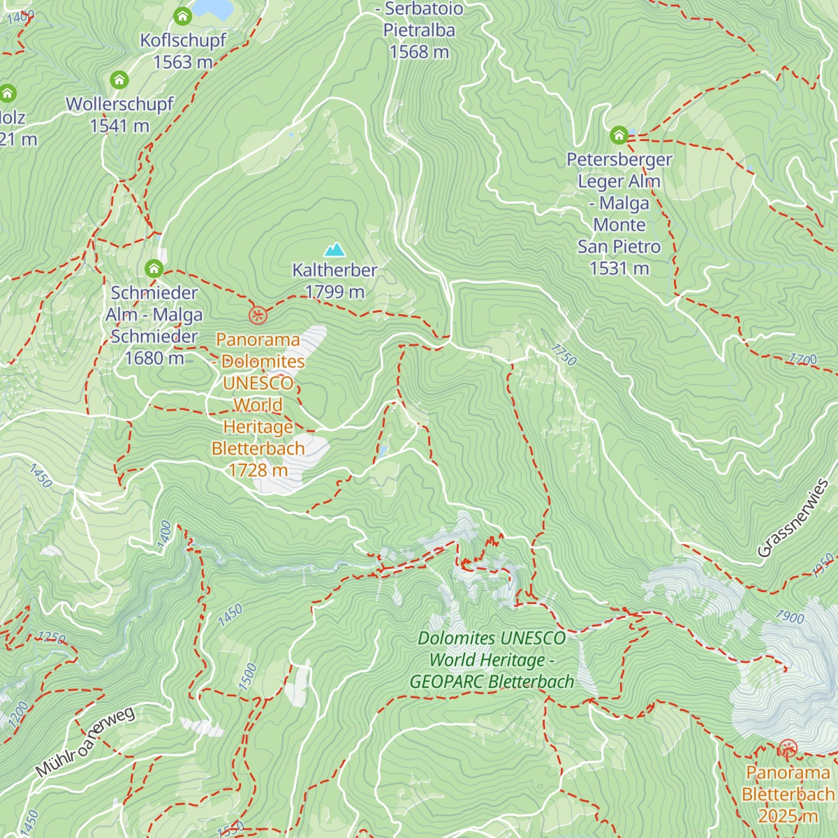 Lahneralm - Malga Laner map
