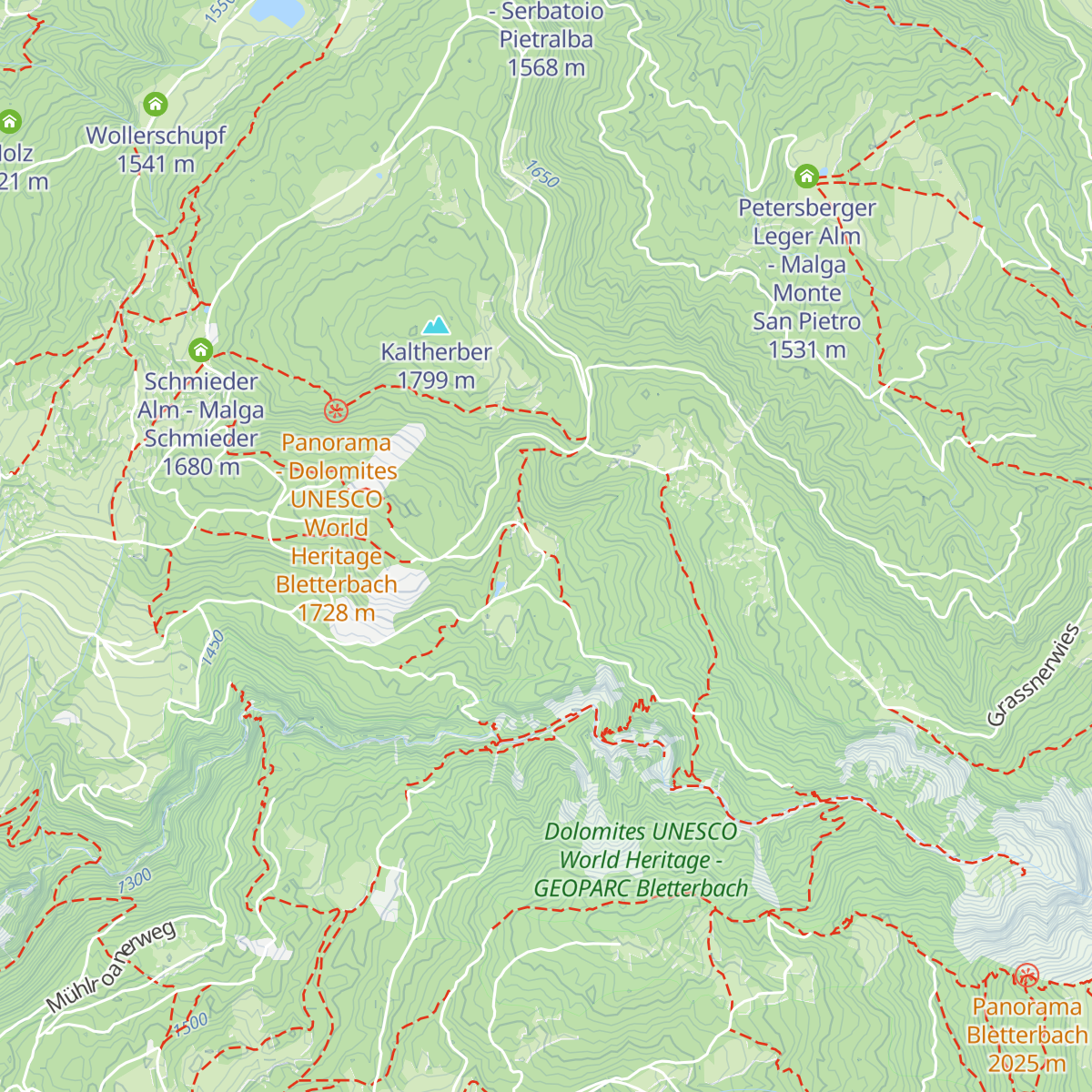 Lahneralm - Malga Laner map