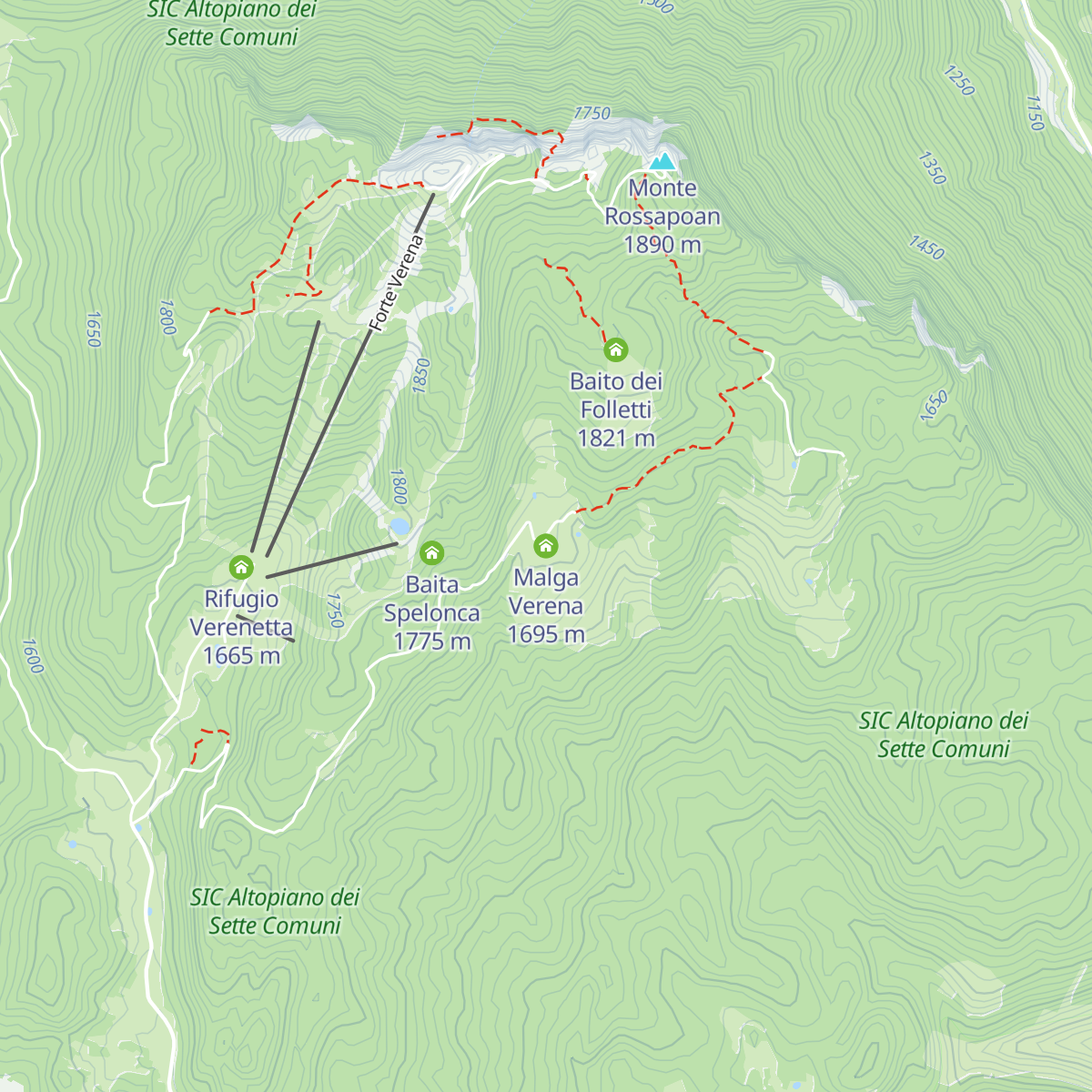 Malga Verena map
