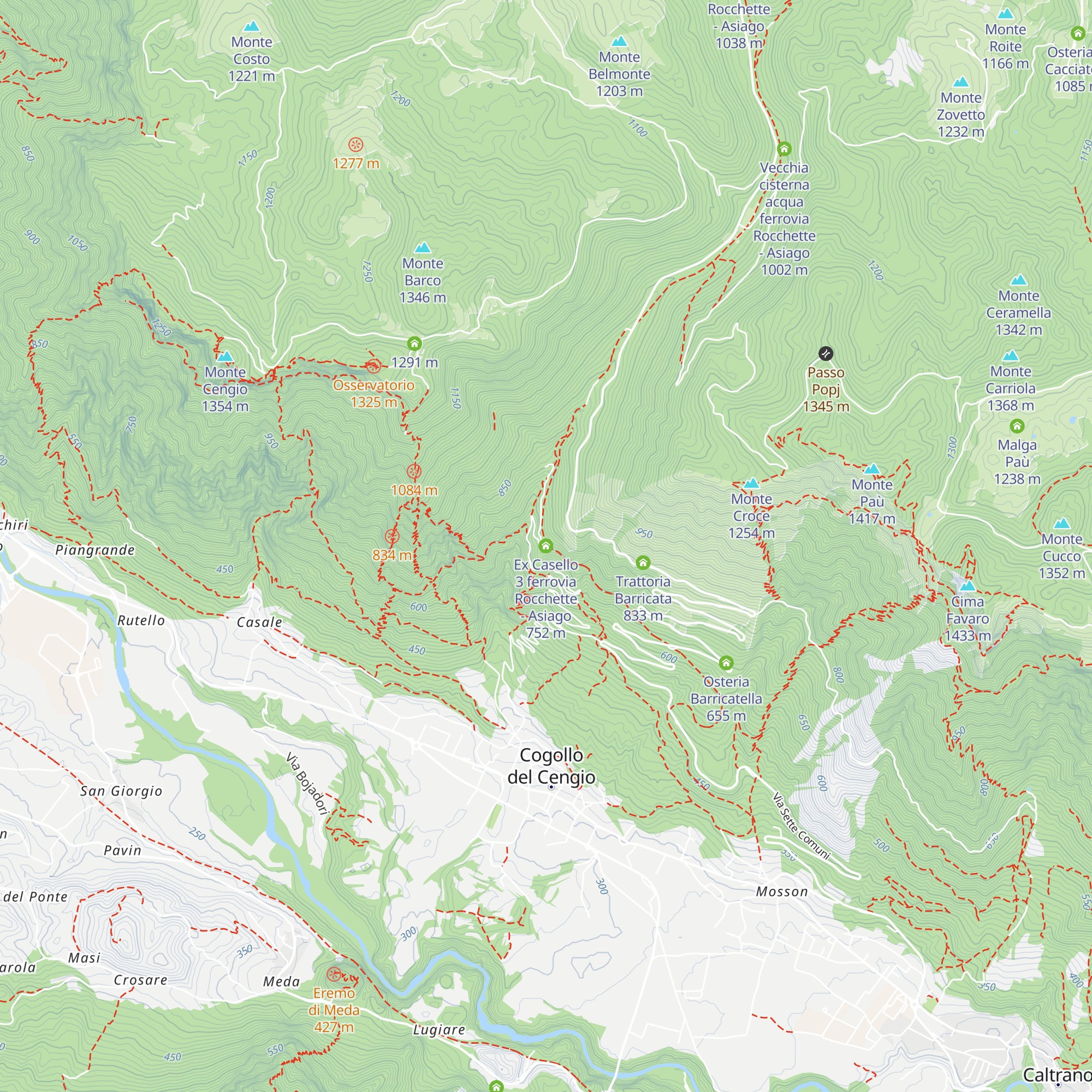 Ex Casello 3 ferrovia Rocchette - Asiago map
