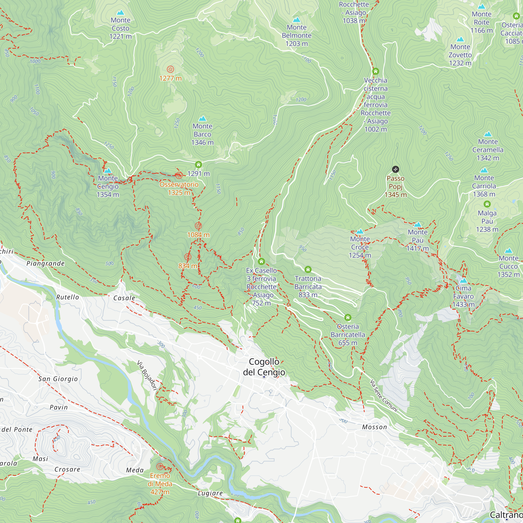 Ex Casello 3 ferrovia Rocchette - Asiago map