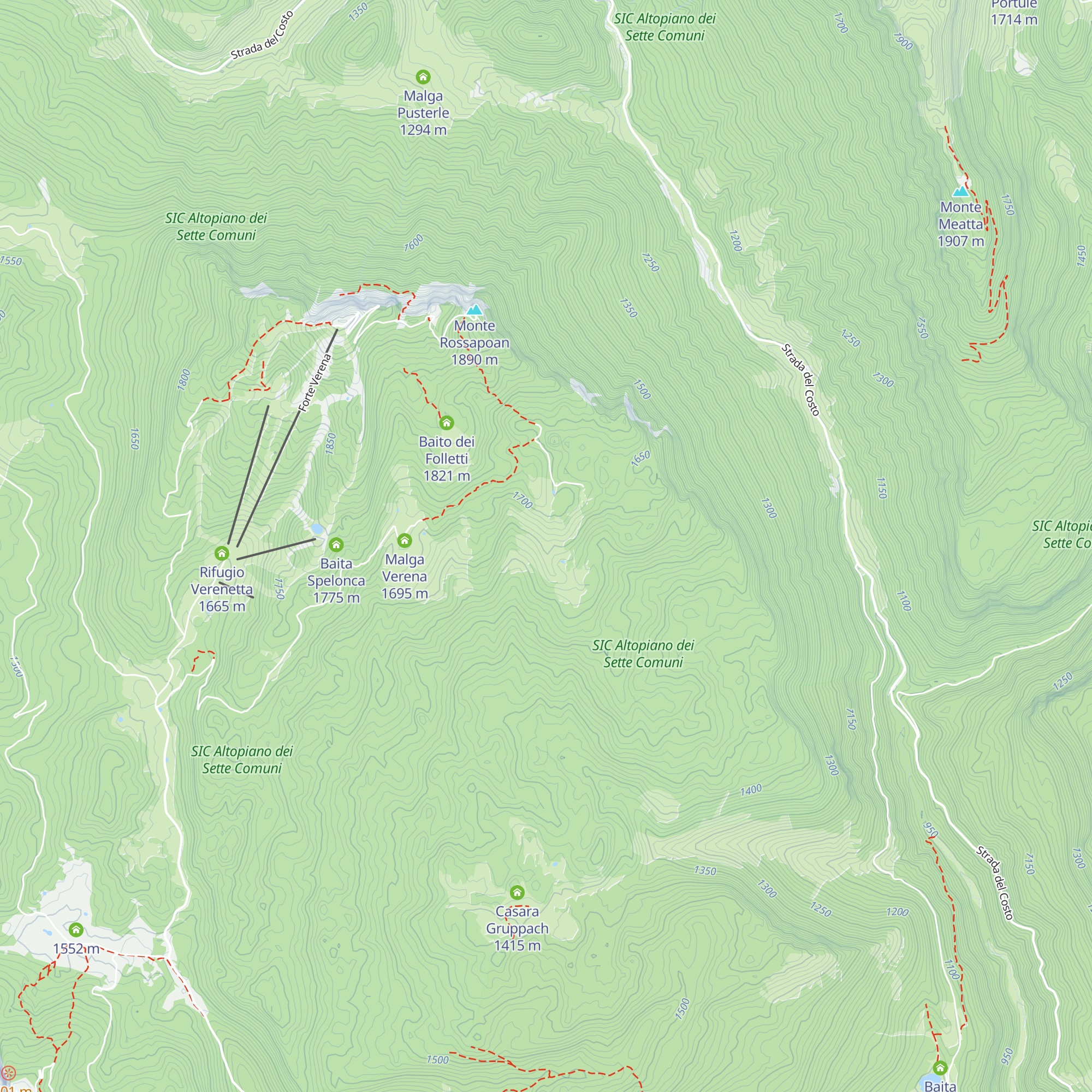 Malga Quarti di Verena map