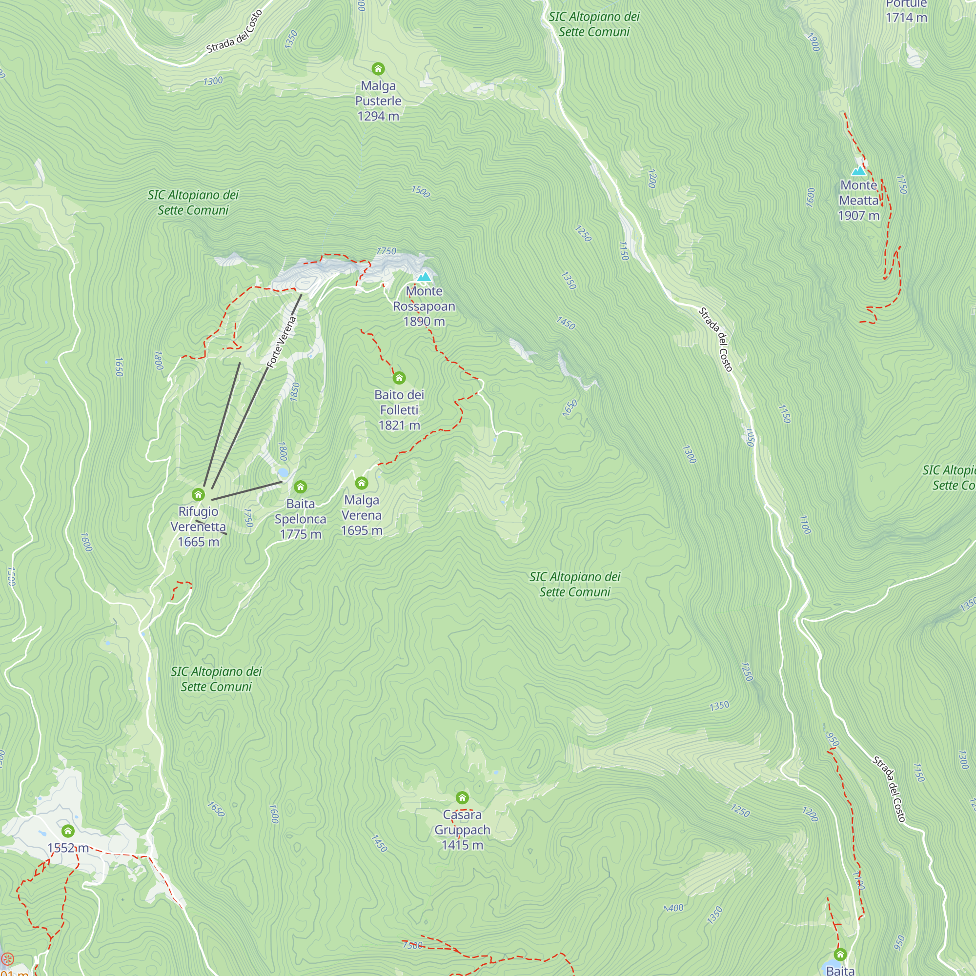 Malga Quarti di Verena map