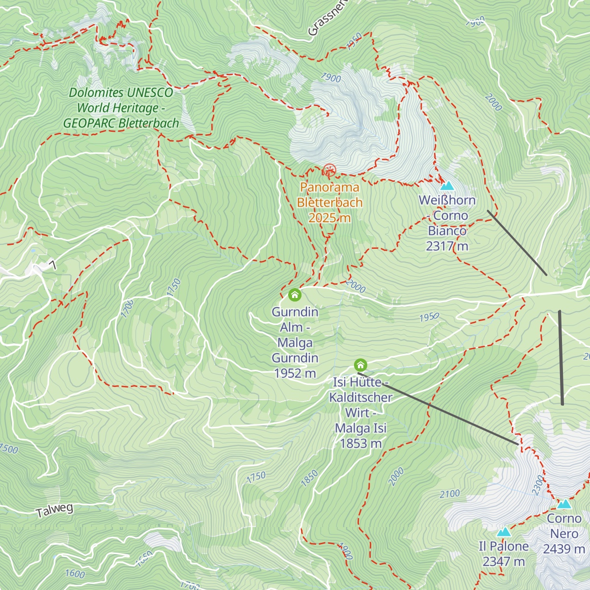 Gurndin Alm - Malga Gurndin map