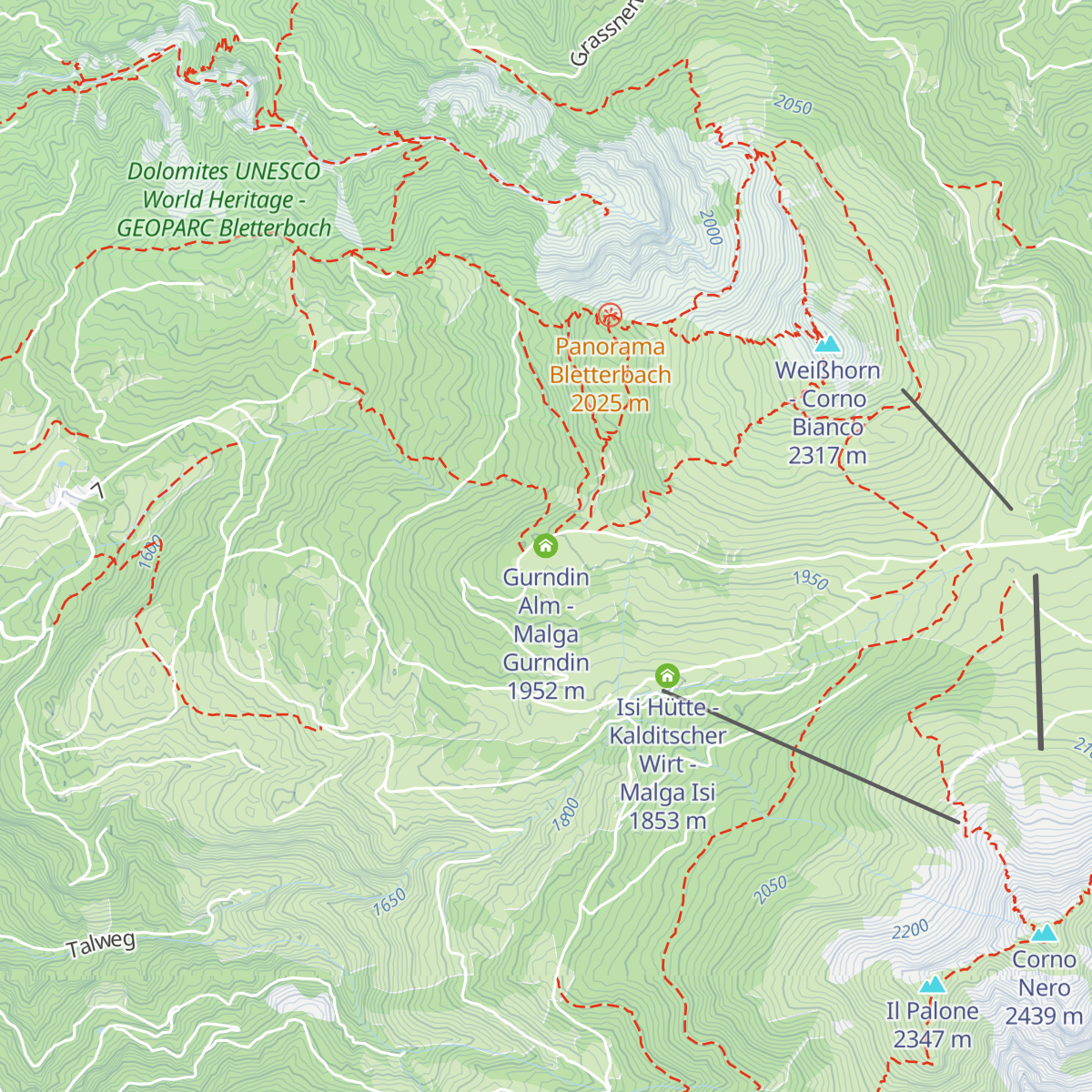 Gurndin Alm - Malga Gurndin map