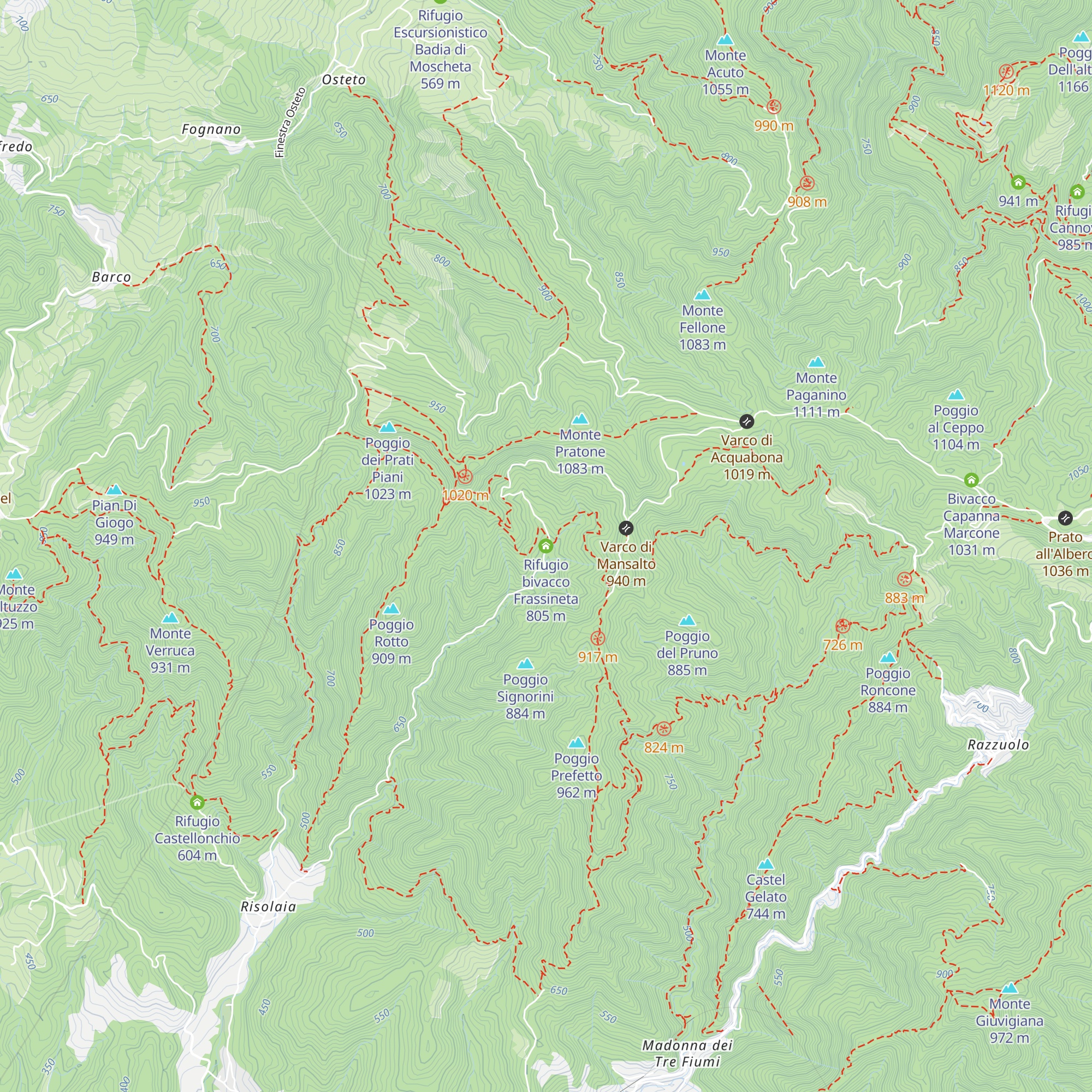 Rifugio bivacco Frassineta map