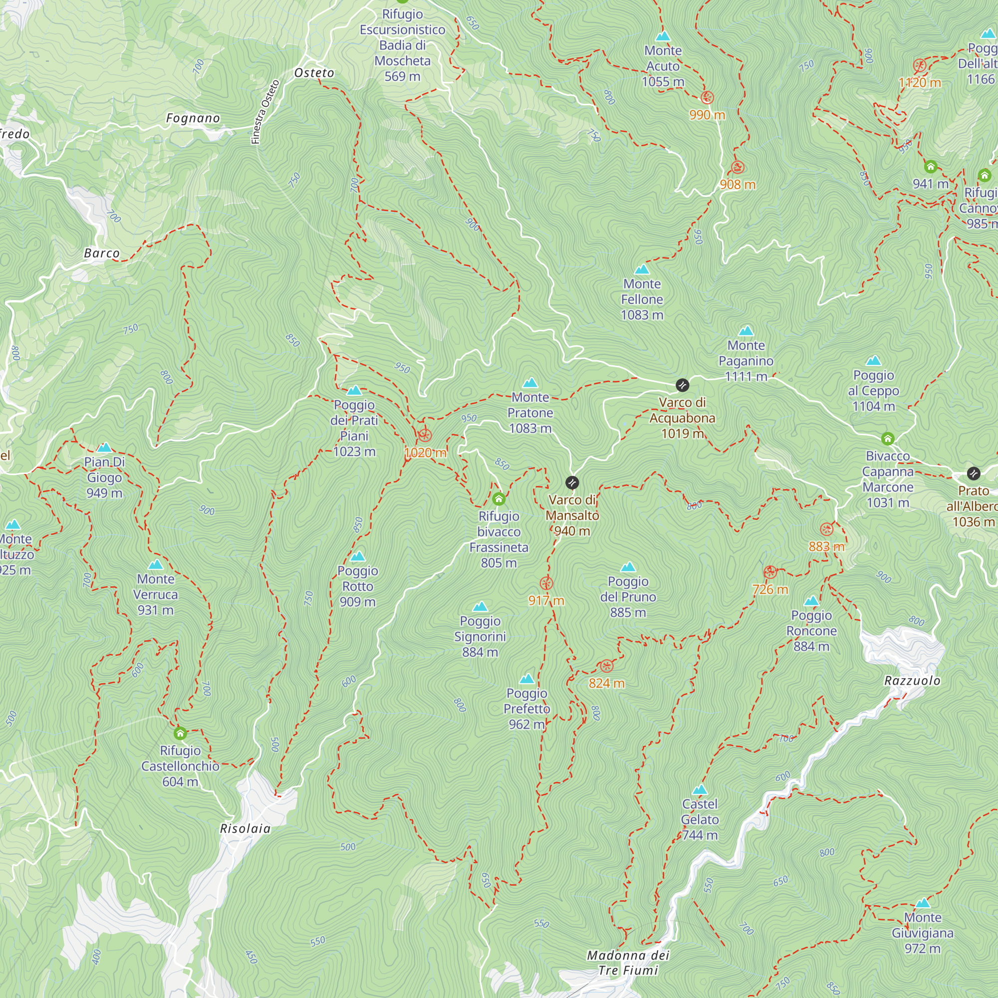 Rifugio bivacco Frassineta map